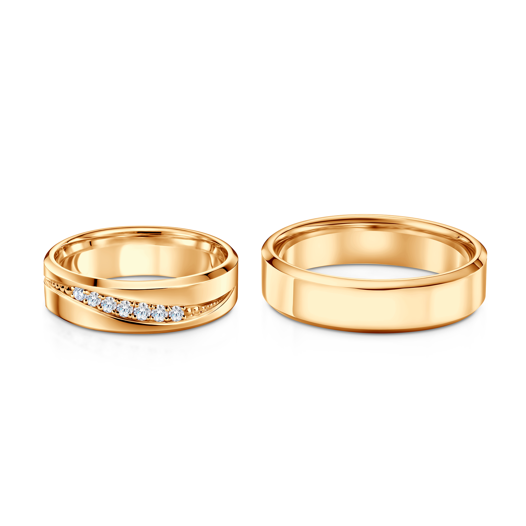 Obrączki ślubne: żółte złoto, fazowane, 5,5 mm - 4