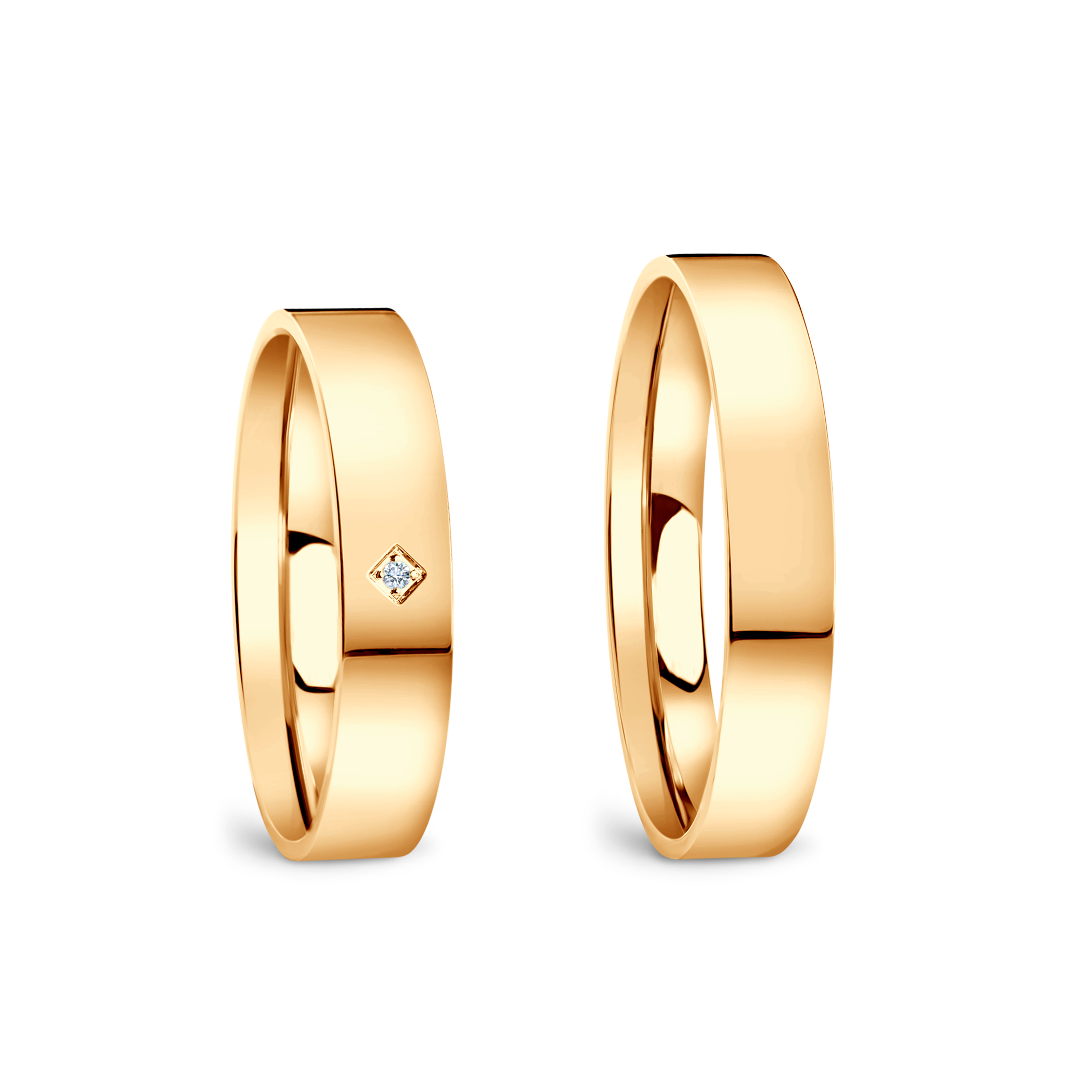 Trauringe: Gelbgold, flach, 4 mm