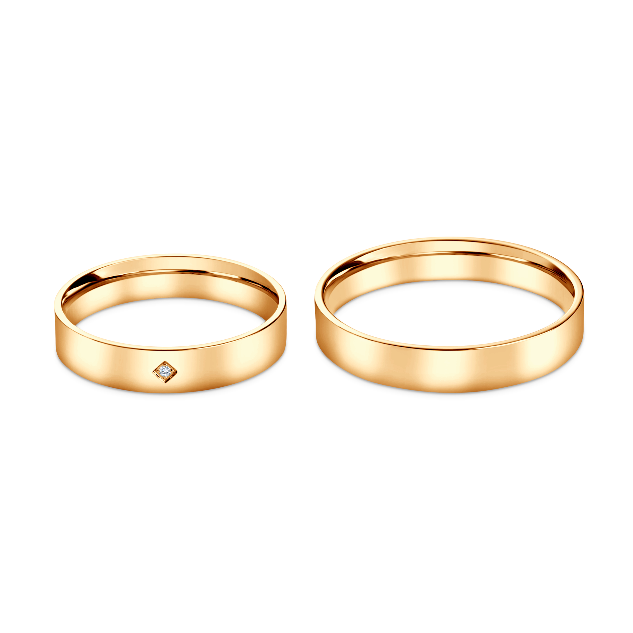 Trauringe: Gelbgold, flach, 4 mm