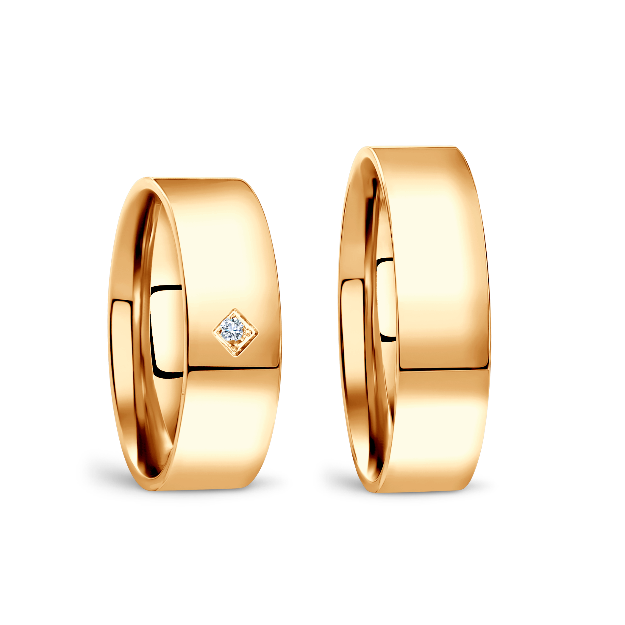 Obrączki ślubne: żółte złoto, płaskie, 6 mm