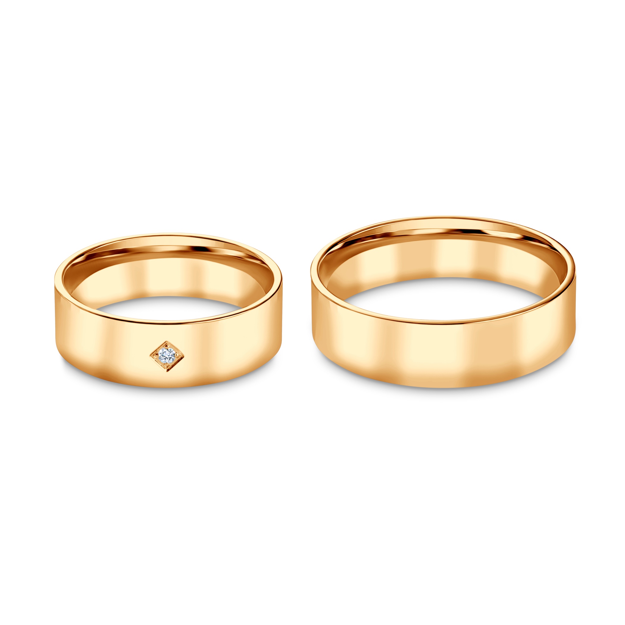 Obrączki ślubne: żółte złoto, płaskie, 6 mm