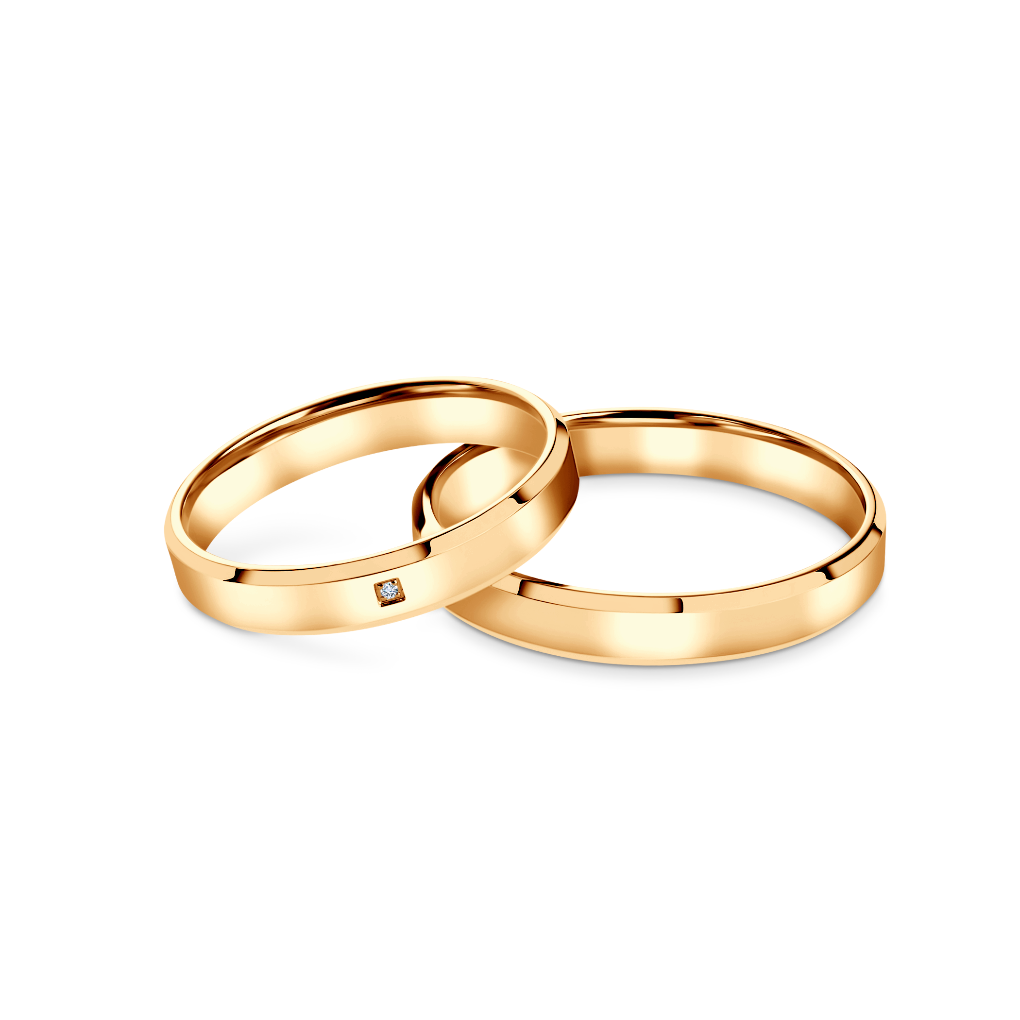 Obrączki ślubne: żółte złoto, fazowane, 3,5 mm