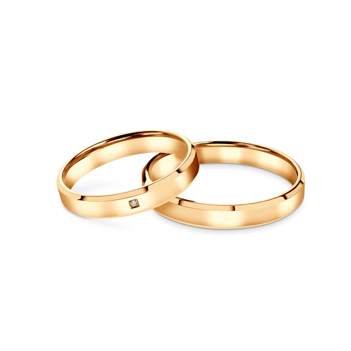 Obrączki ślubne: żółte złoto, fazowane, 3,5 mm