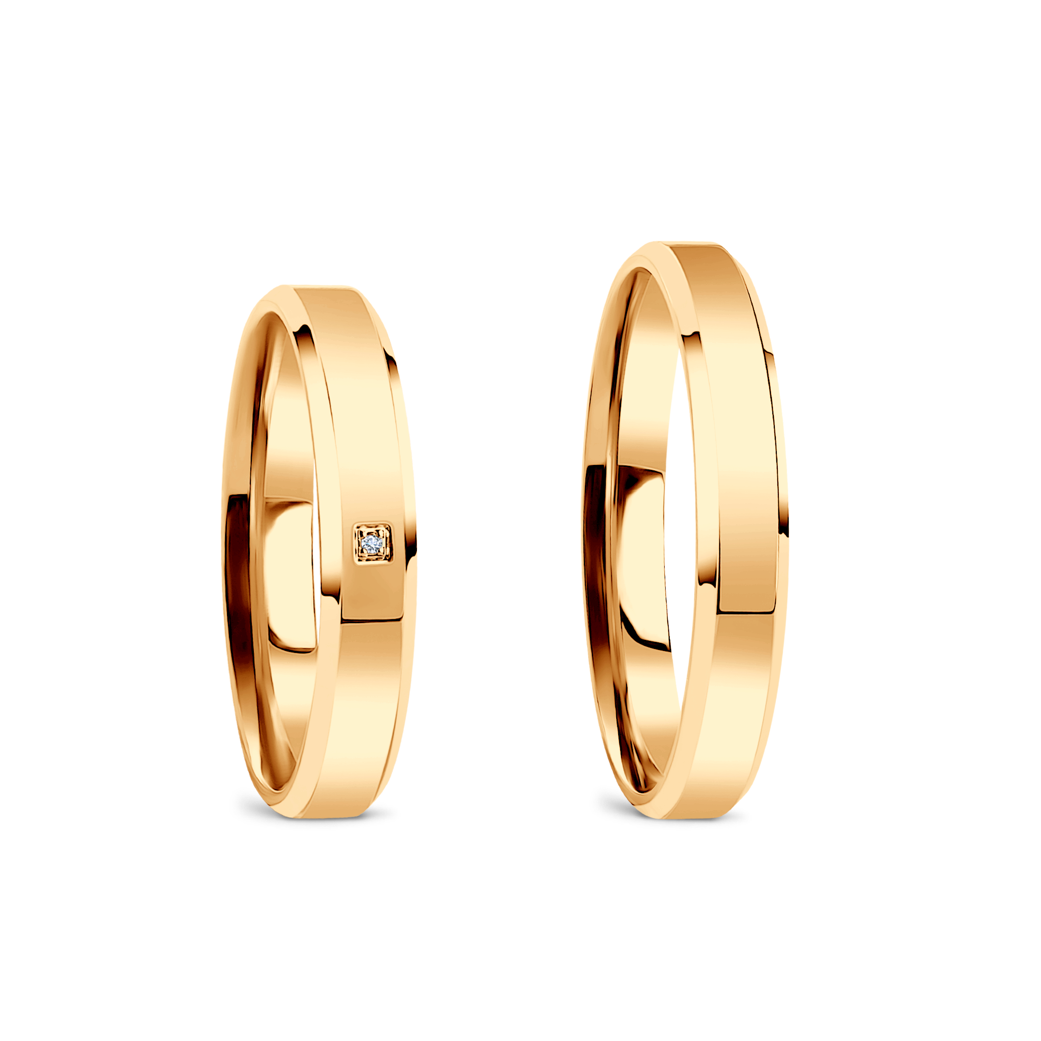 Obrączki ślubne: żółte złoto, fazowane, 3,5 mm