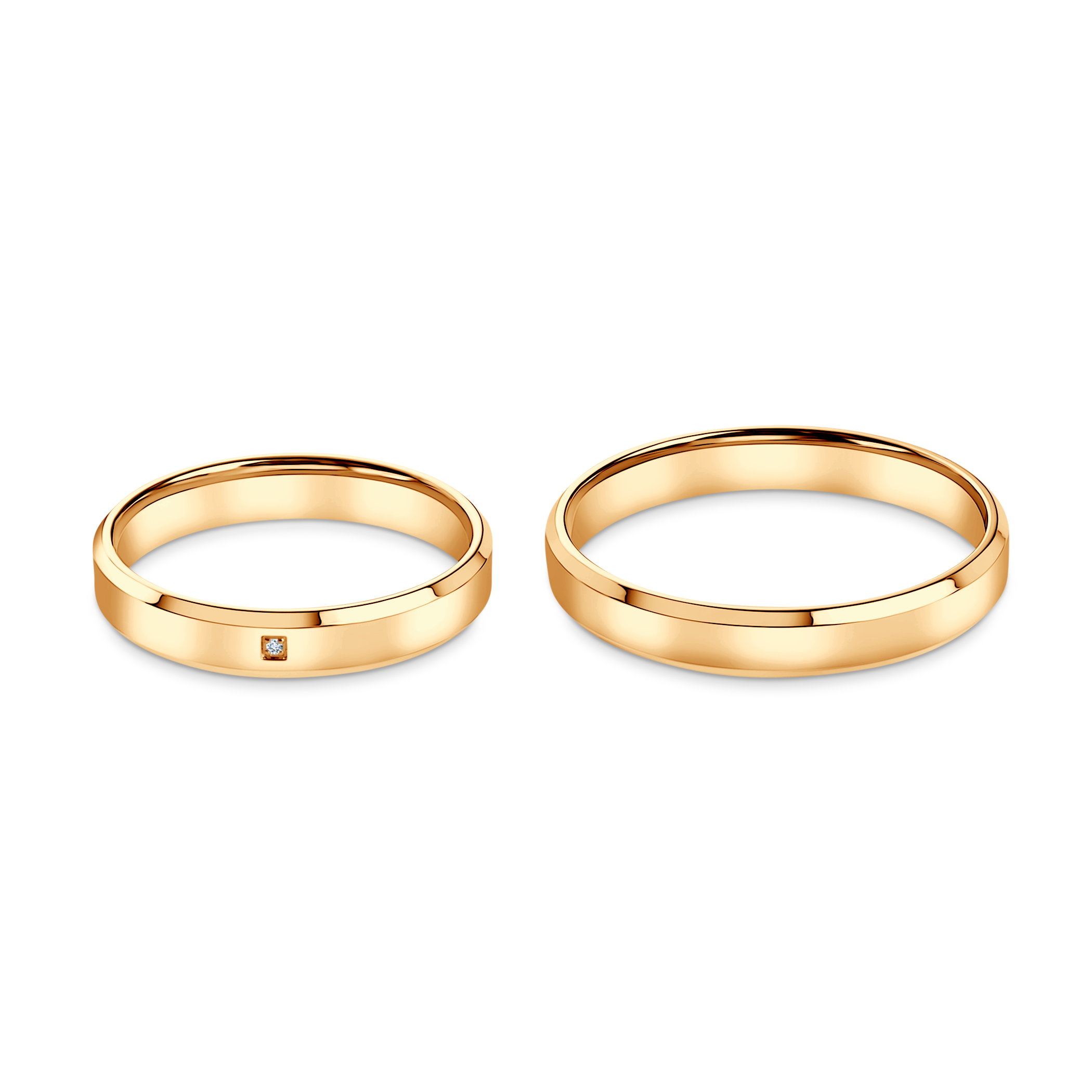 Obrączki ślubne: żółte złoto, fazowane, 3,5 mm