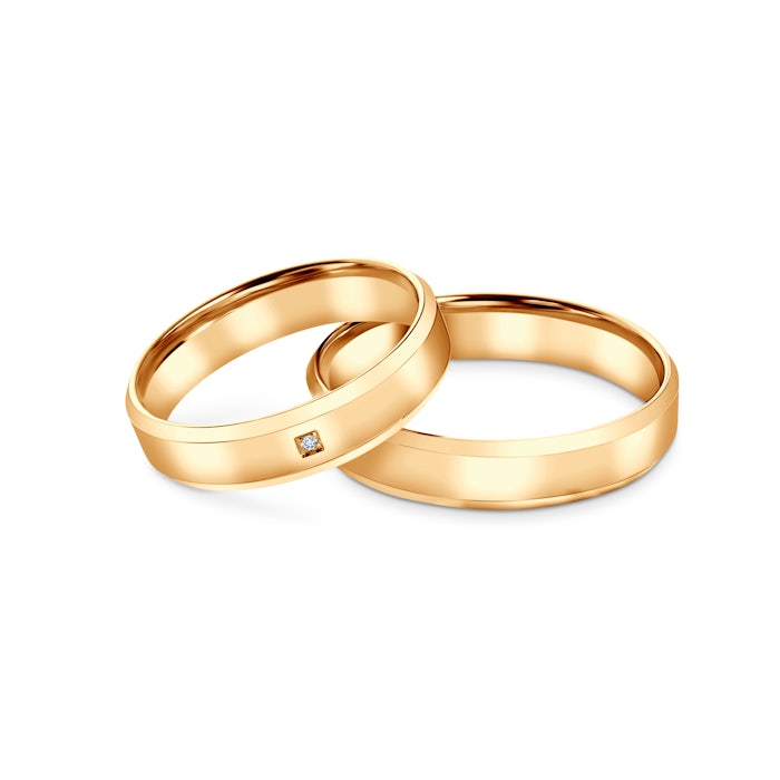 Obrączki ślubne: żółte złoto, fazowane, 4,5 mm