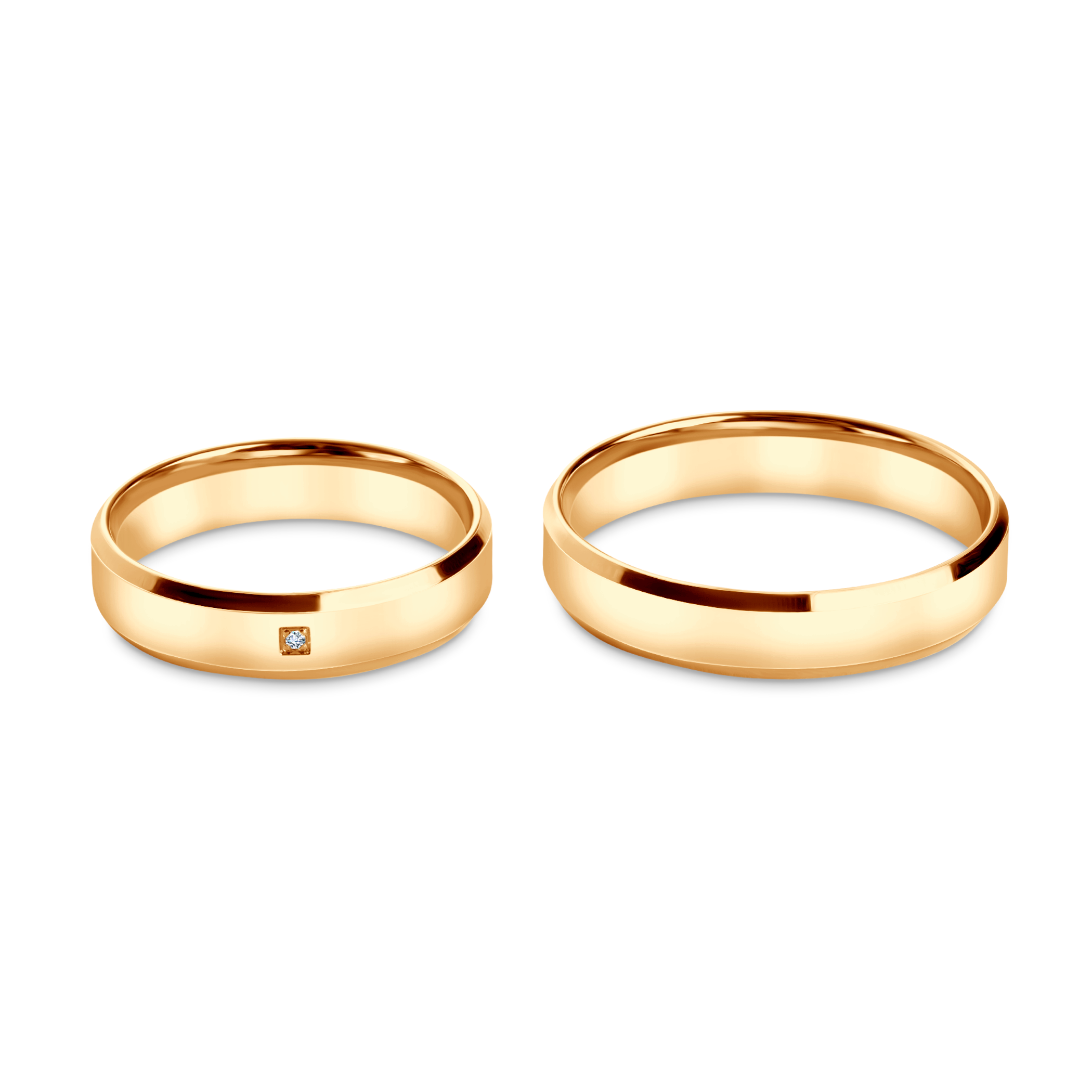 Obrączki ślubne: żółte złoto, fazowane, 4,5 mm - 4