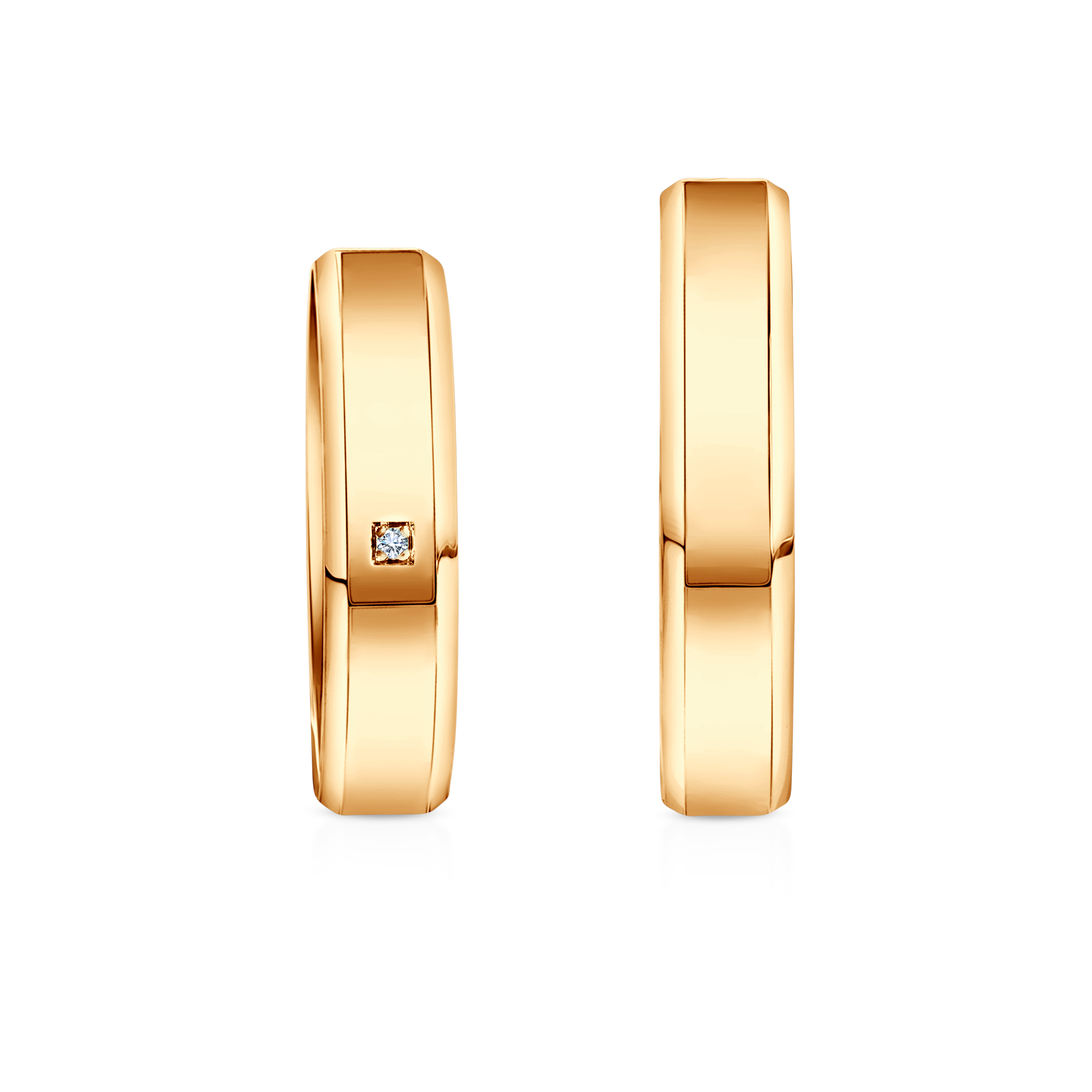 Obrączki ślubne: żółte złoto, fazowane, 4,5 mm - 5