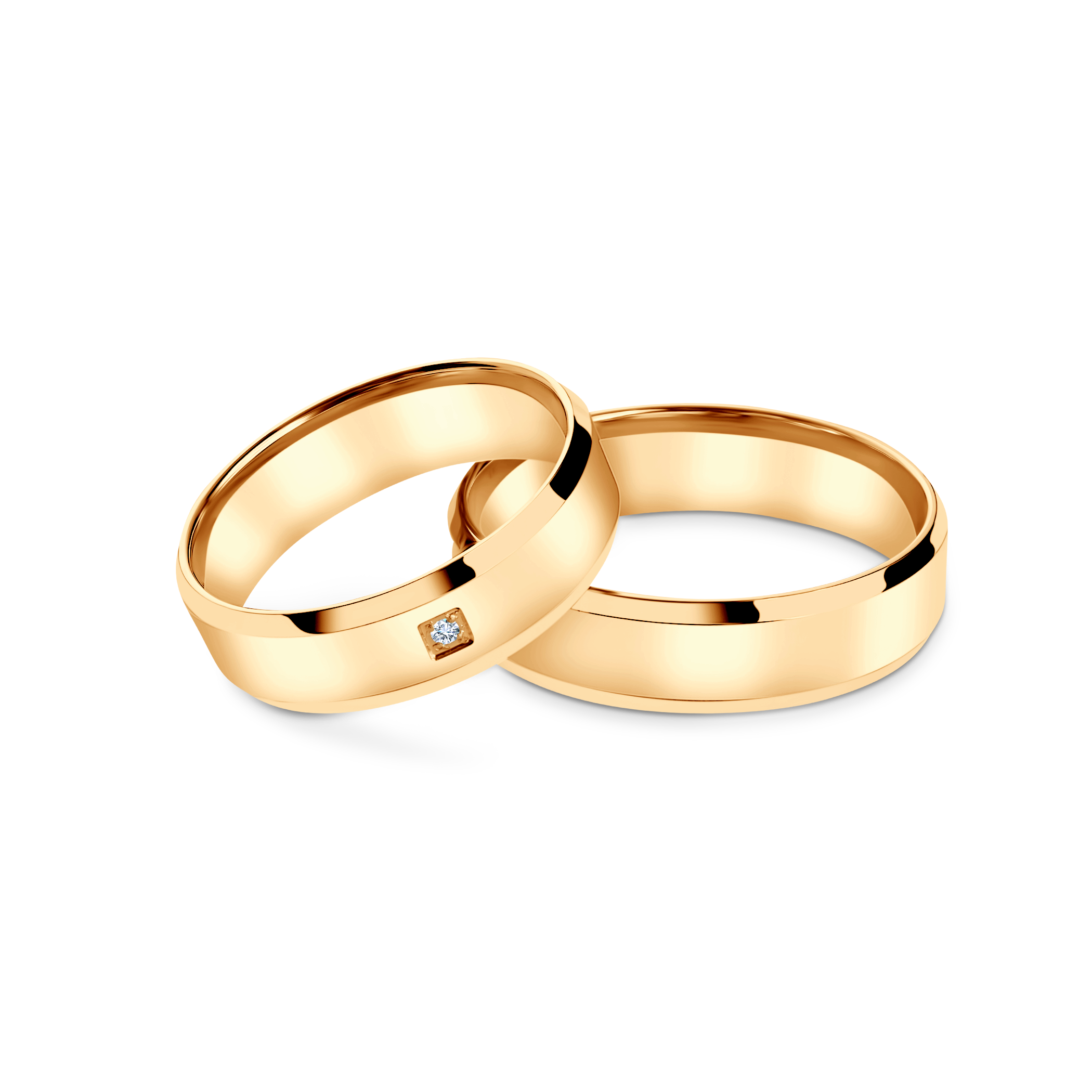 Obrączki ślubne: żółte złoto, fazowane, 5,5 mm