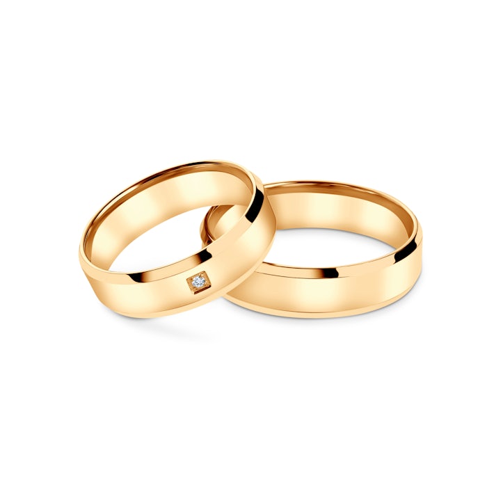 Obrączki ślubne: żółte złoto, fazowane, 5,5 mm
