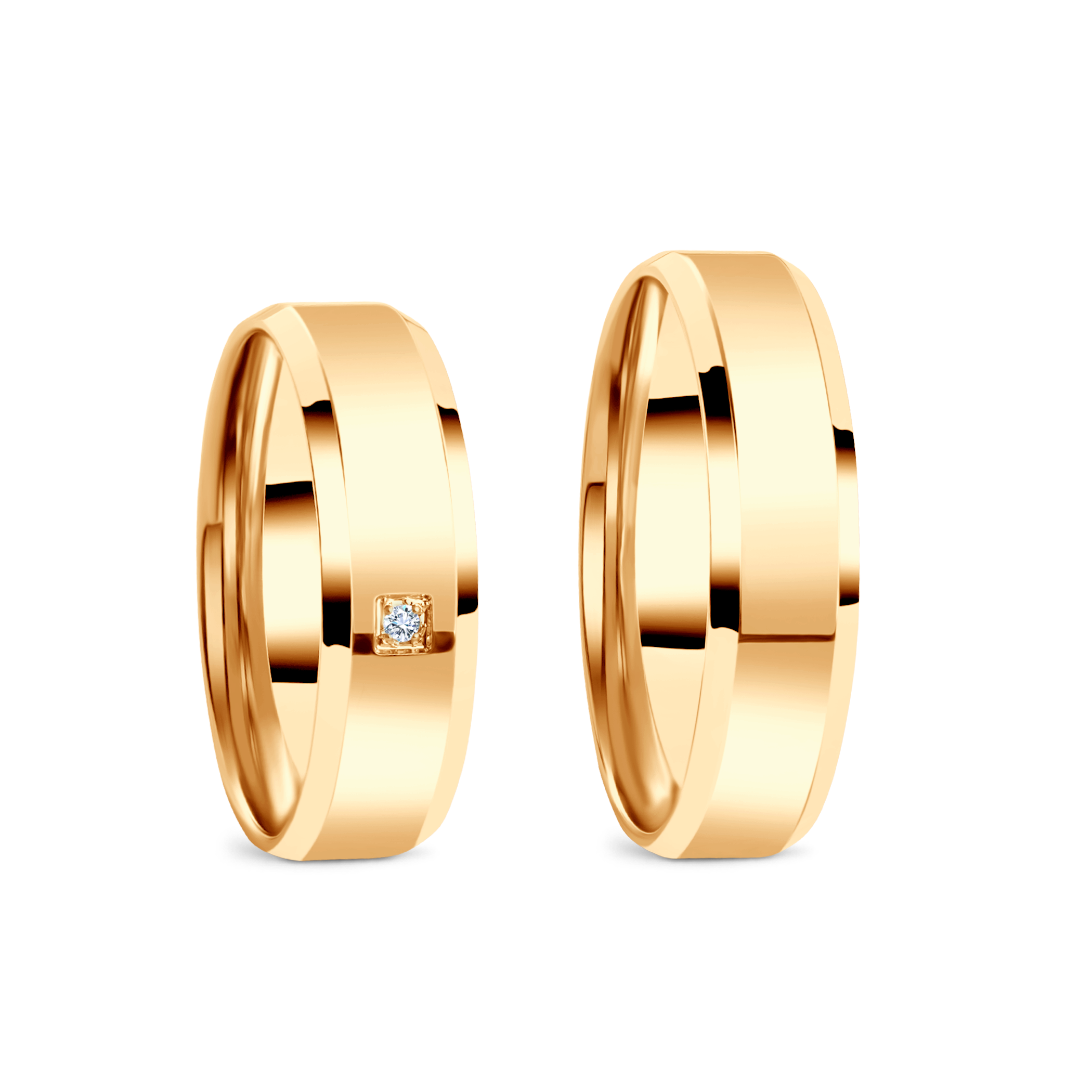 Obrączki ślubne: żółte złoto, fazowane, 5,5 mm - 3