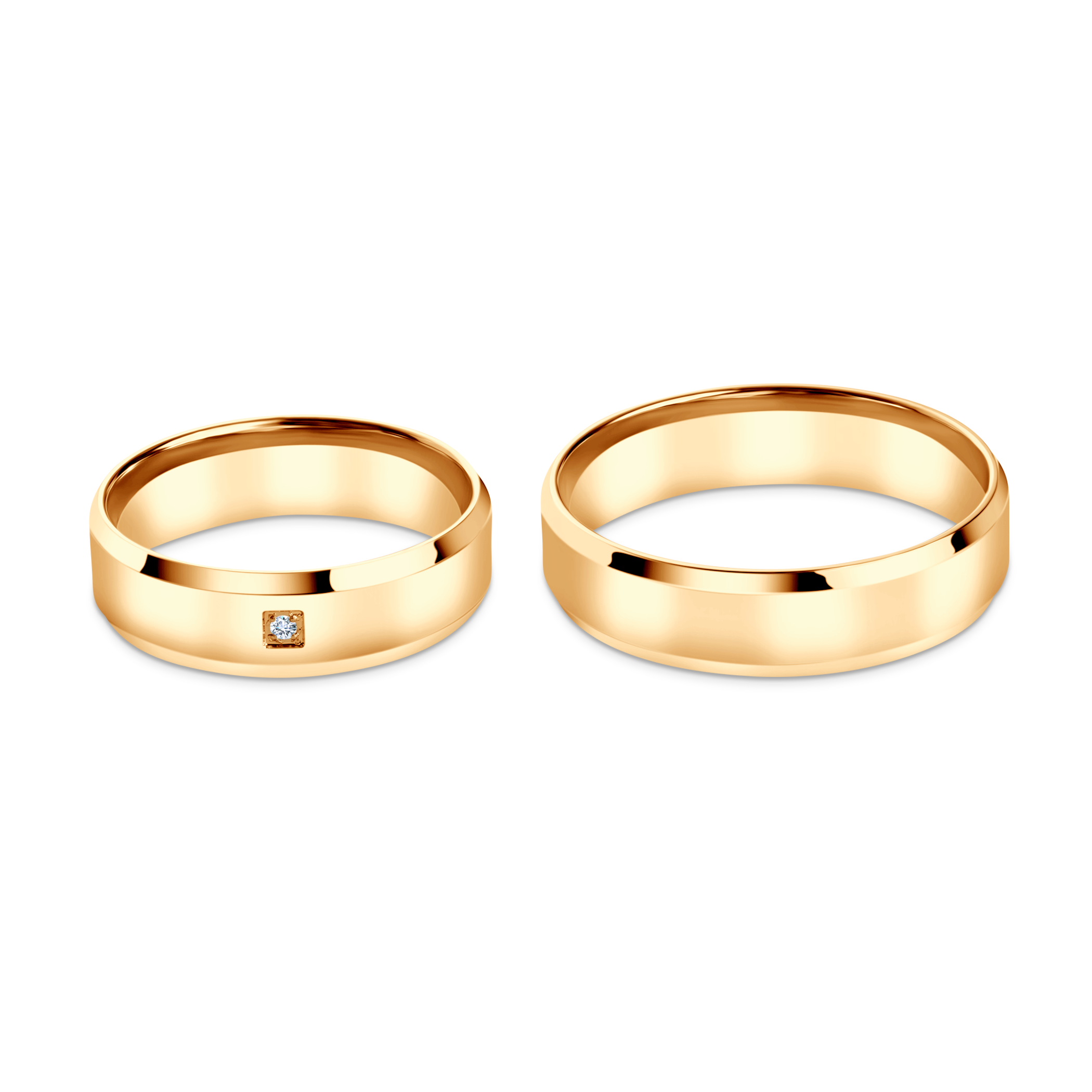 Obrączki ślubne: żółte złoto, fazowane, 5,5 mm - 4