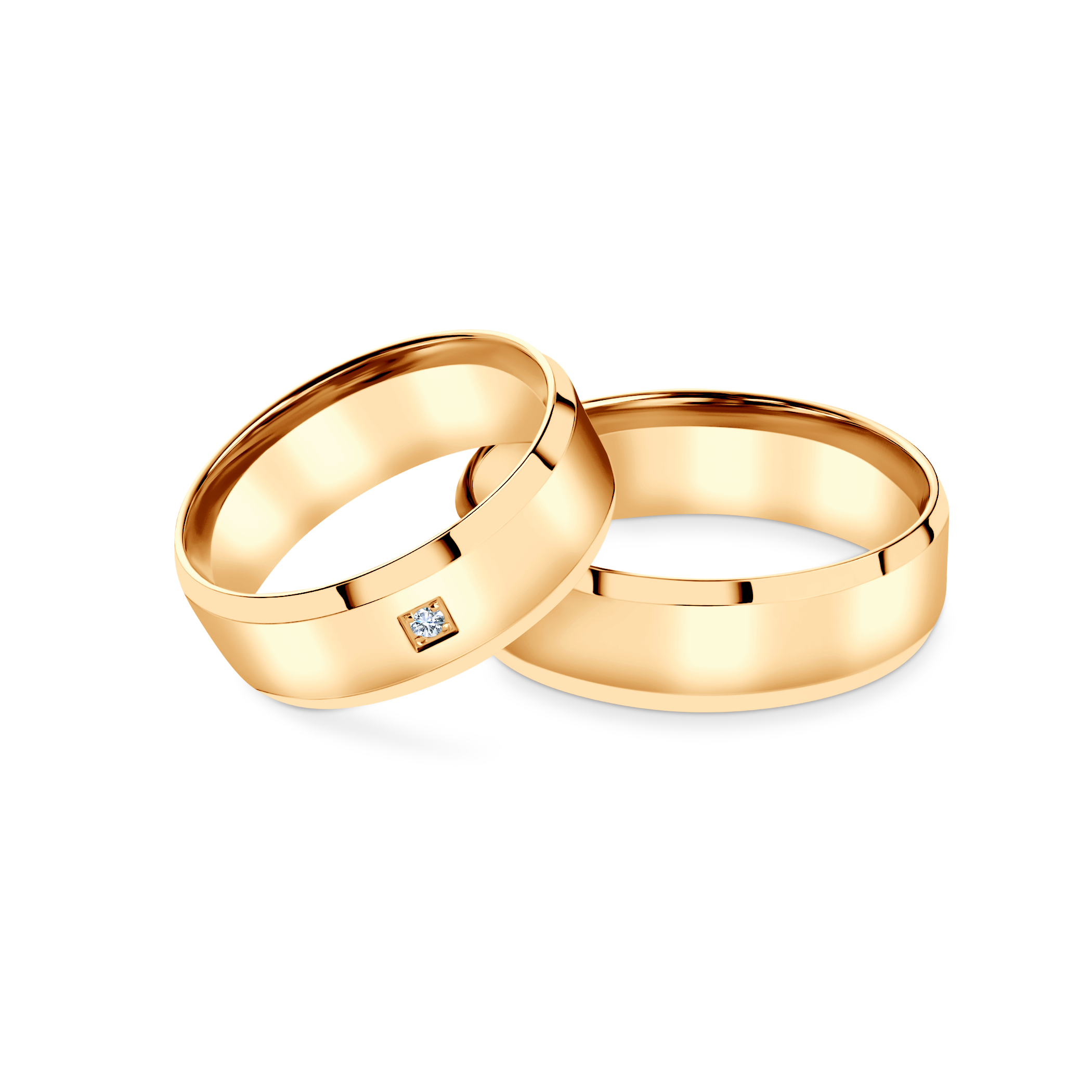 Obrączki ślubne: żółte złoto, fazowane, 6,5 mm