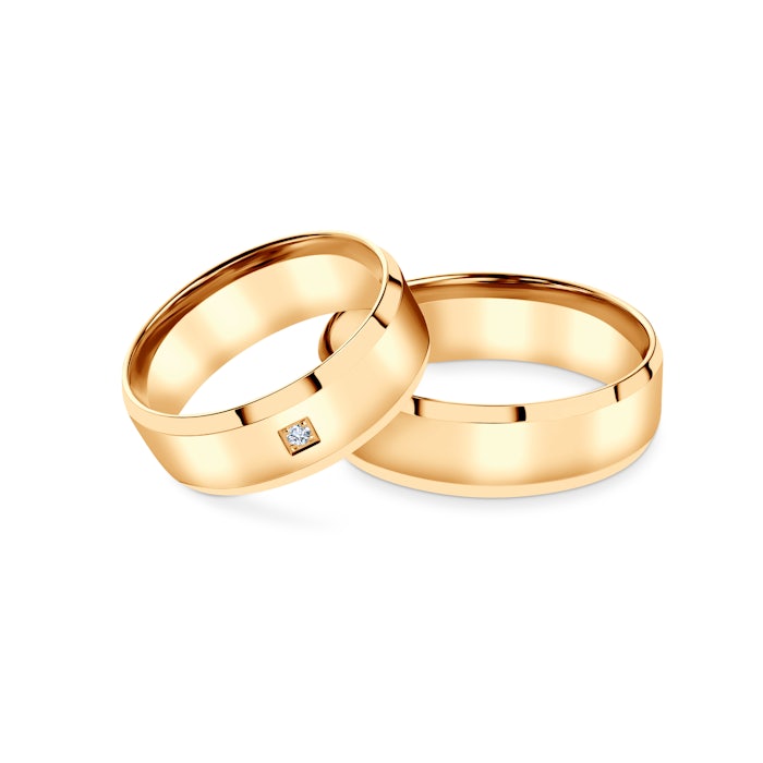 Obrączki ślubne: żółte złoto, fazowane, 6,5 mm