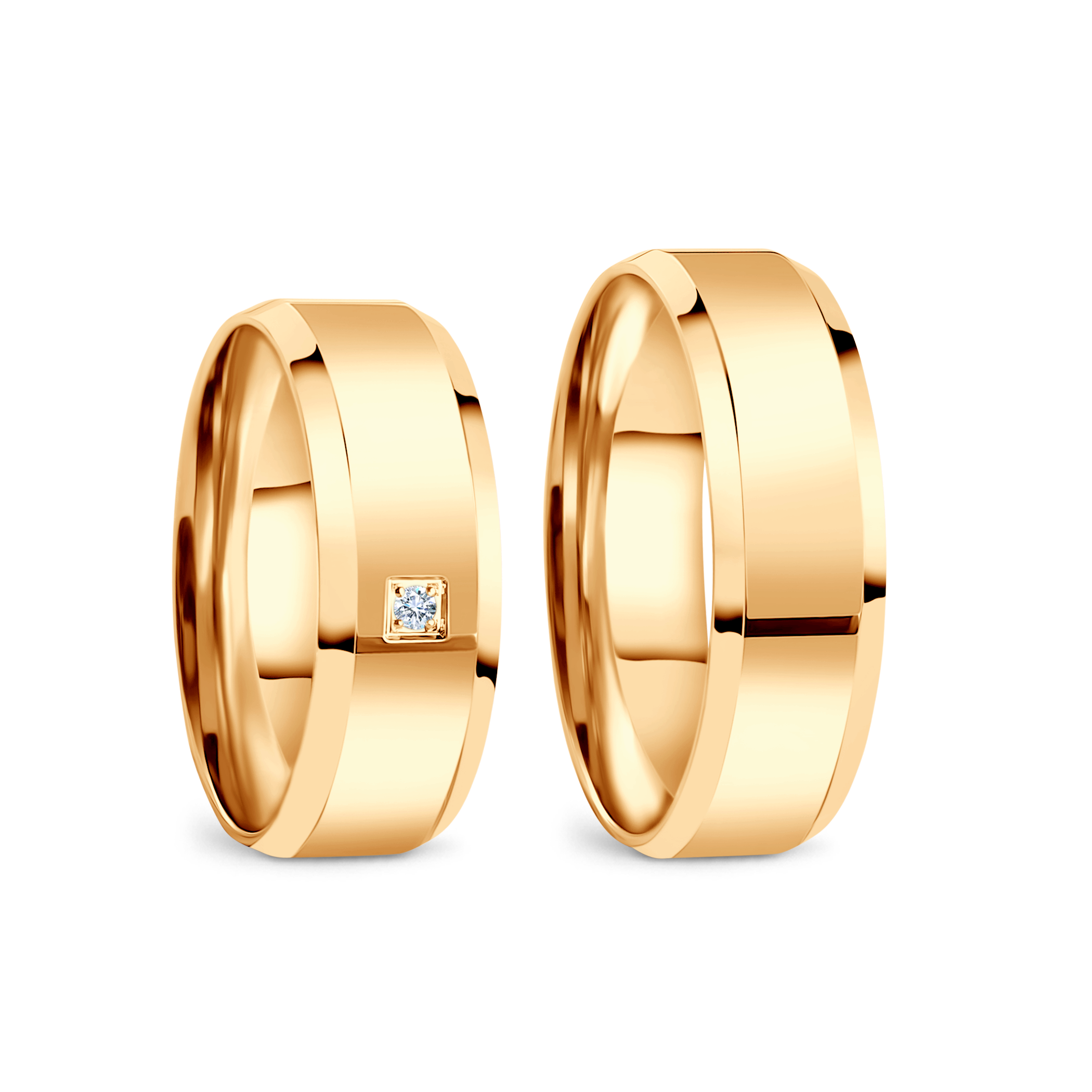 Obrączki ślubne: żółte złoto, fazowane, 6,5 mm