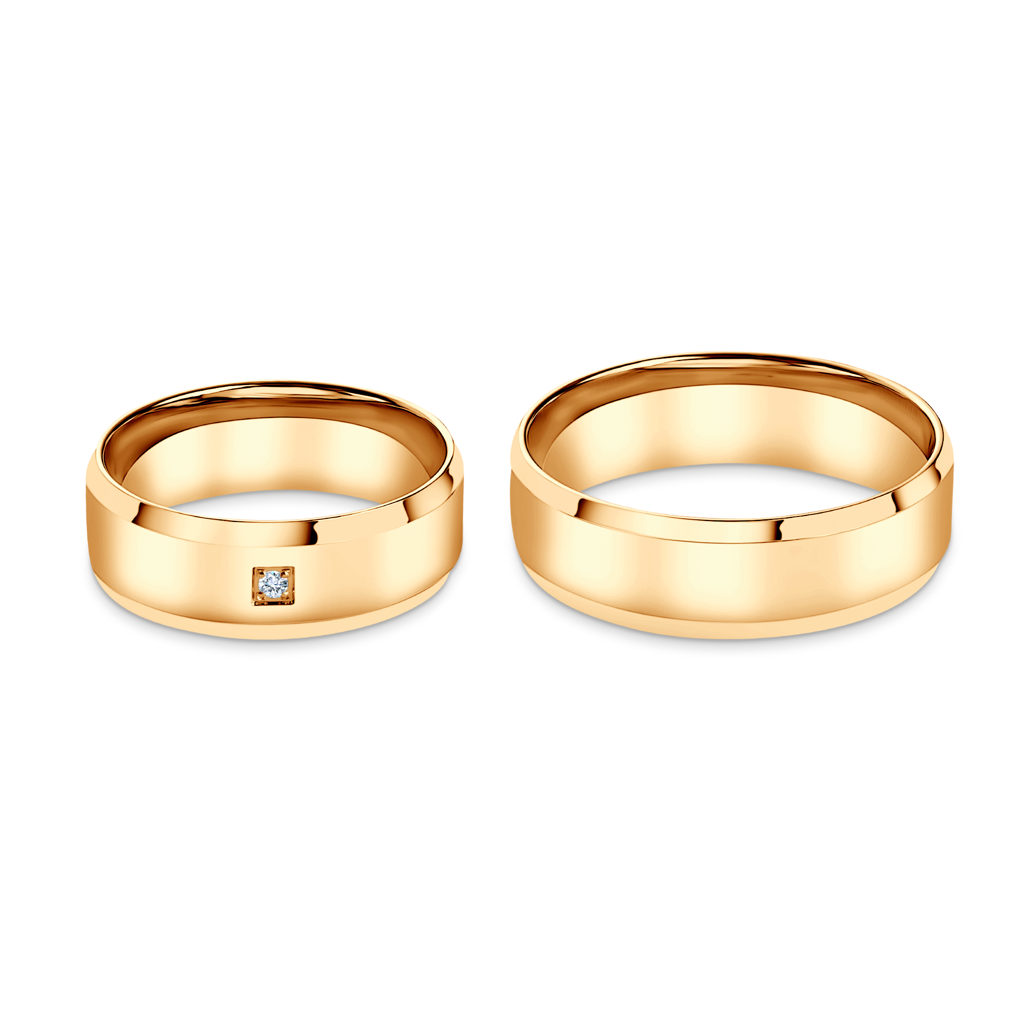 Obrączki ślubne: żółte złoto, fazowane, 6,5 mm