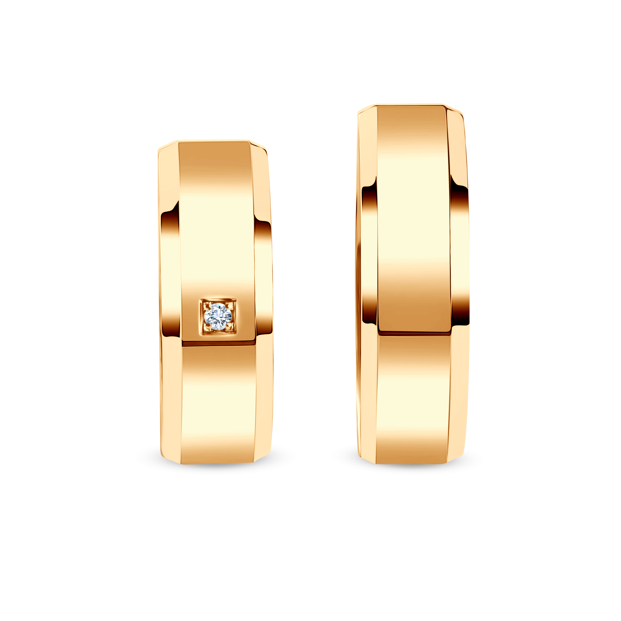 Obrączki ślubne: żółte złoto, fazowane, 6,5 mm