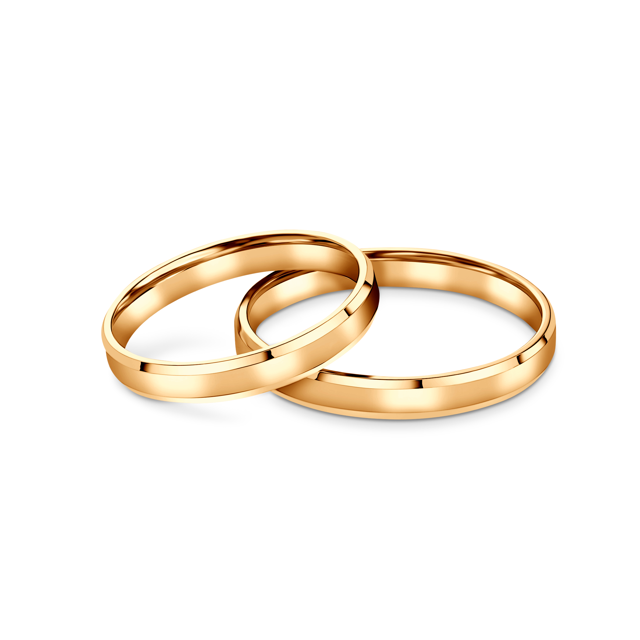 Obrączki ślubne: żółte złoto, fazowane, 3 mm