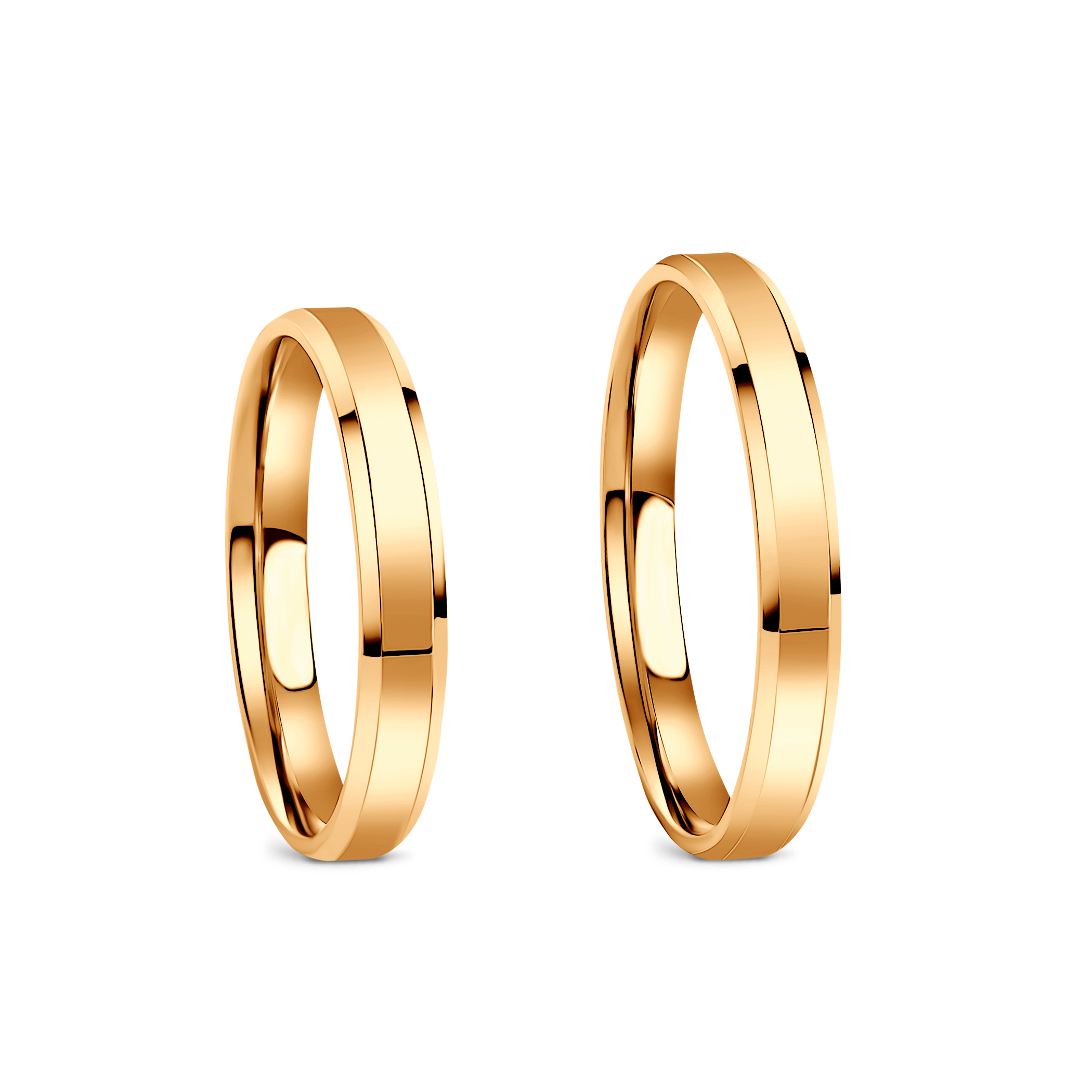 Obrączki ślubne: żółte złoto, fazowane, 3 mm