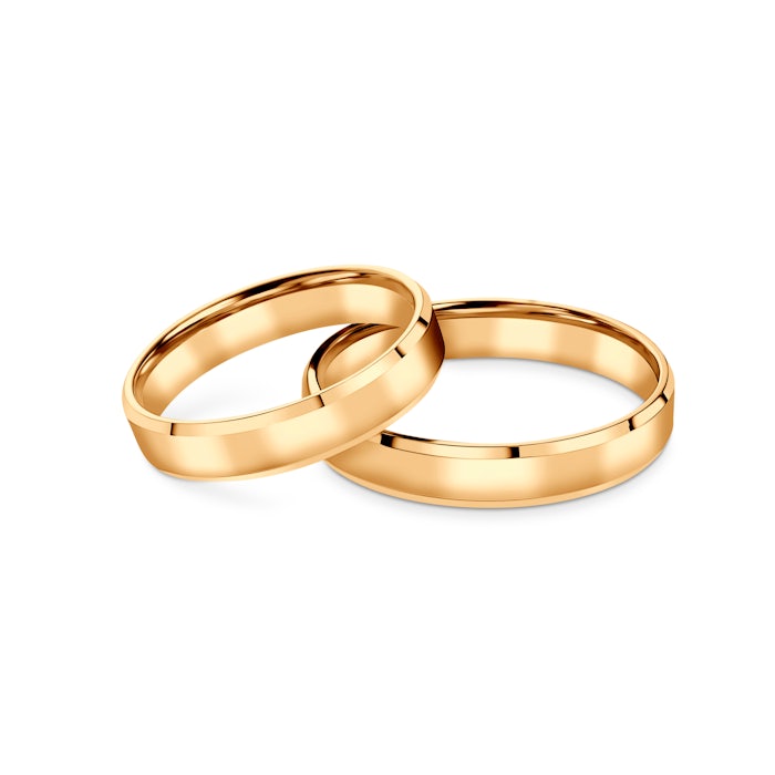 Obrączki ślubne: żółte złoto, fazowane, 4 mm