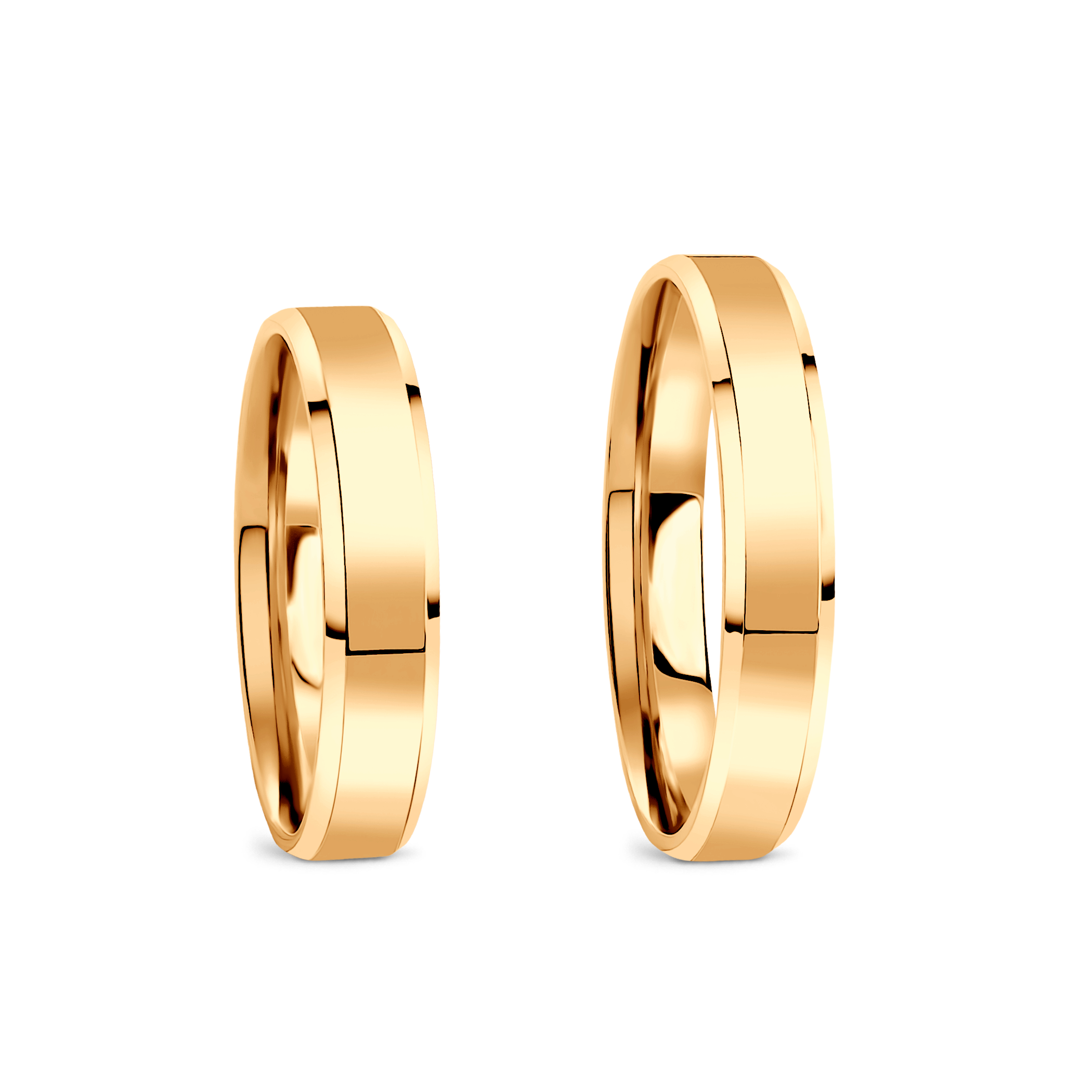 Obrączki ślubne: żółte złoto, fazowane, 4 mm - 3