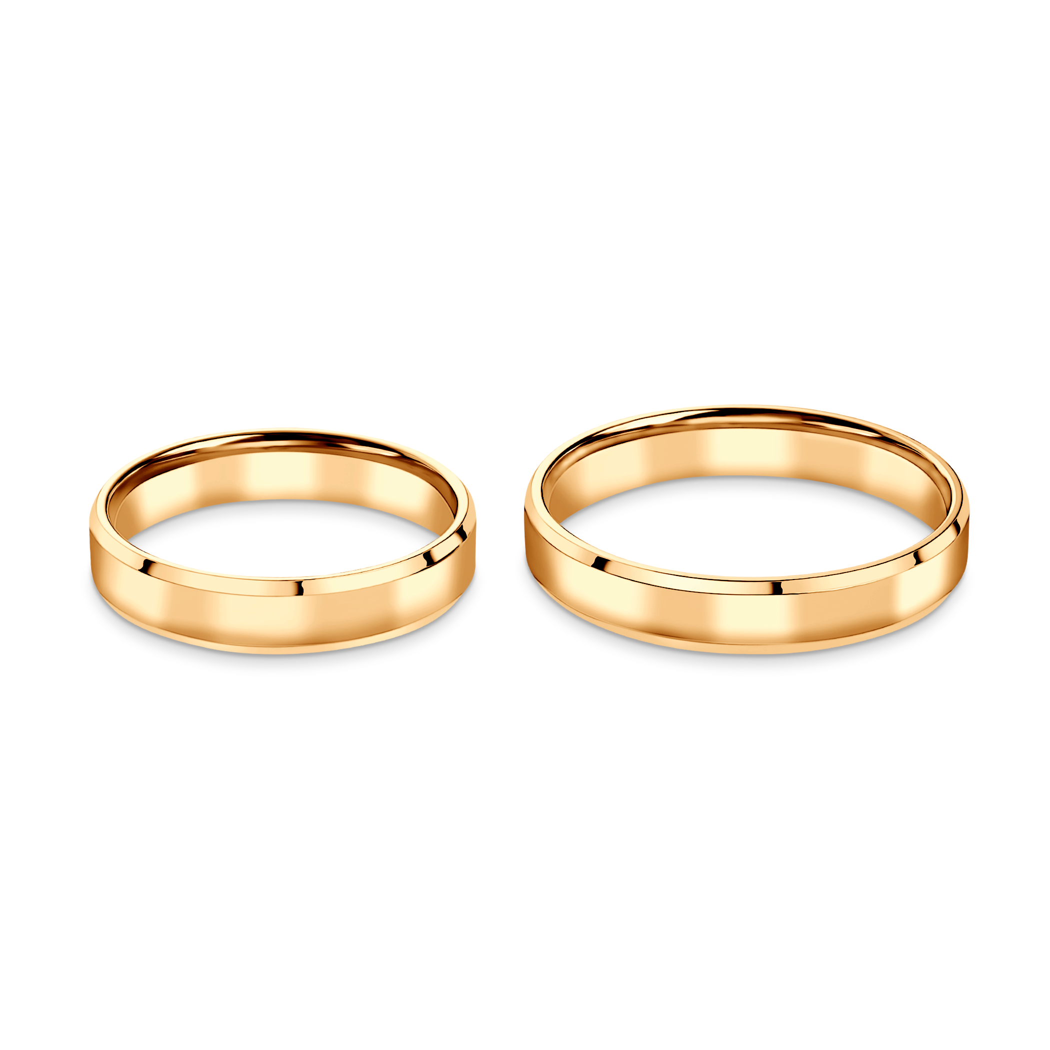 Obrączki ślubne: żółte złoto, fazowane, 4 mm - 4