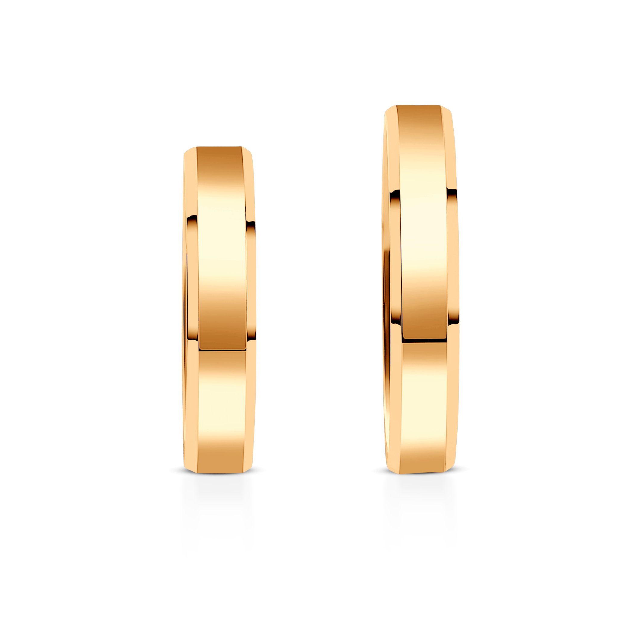 Obrączki ślubne: żółte złoto, fazowane, 4 mm - 5