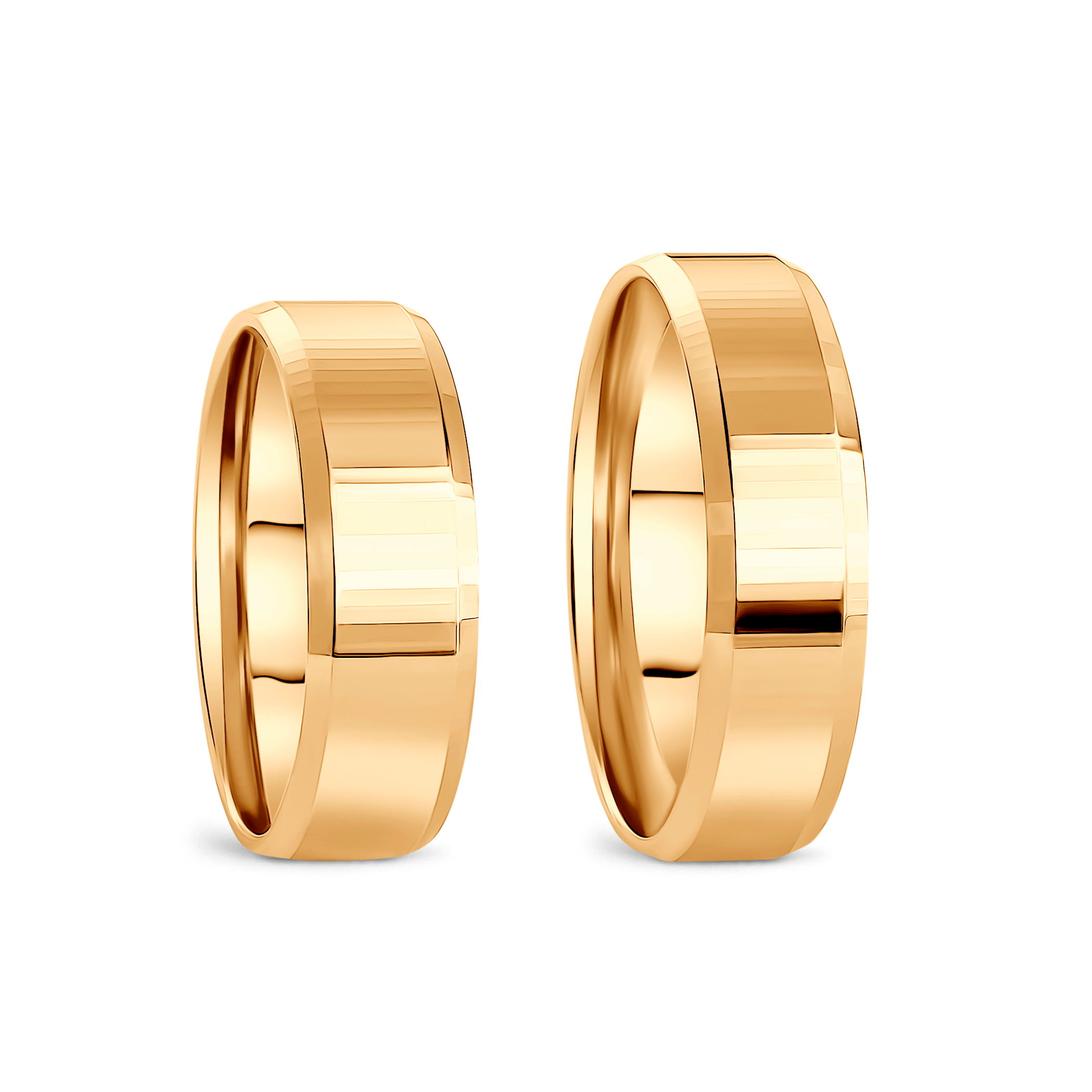 Obrączki ślubne: żółte złoto, fazowane, 6 mm