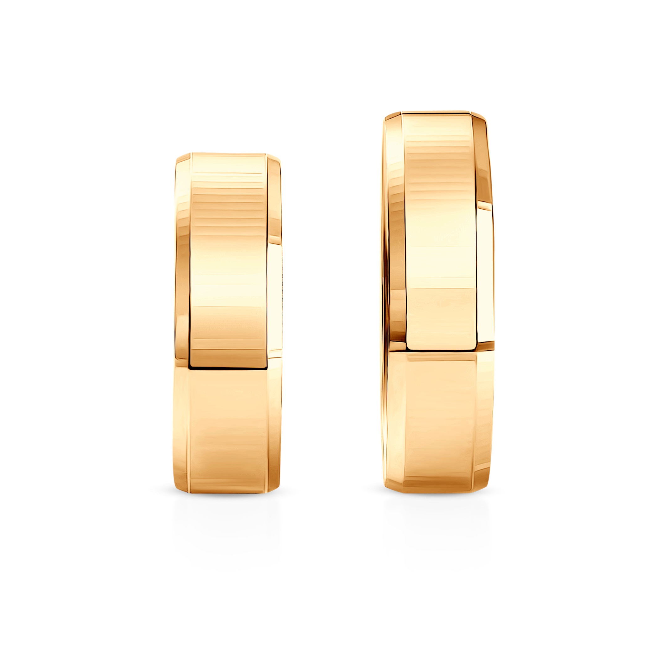 Obrączki ślubne: żółte złoto, fazowane, 6 mm