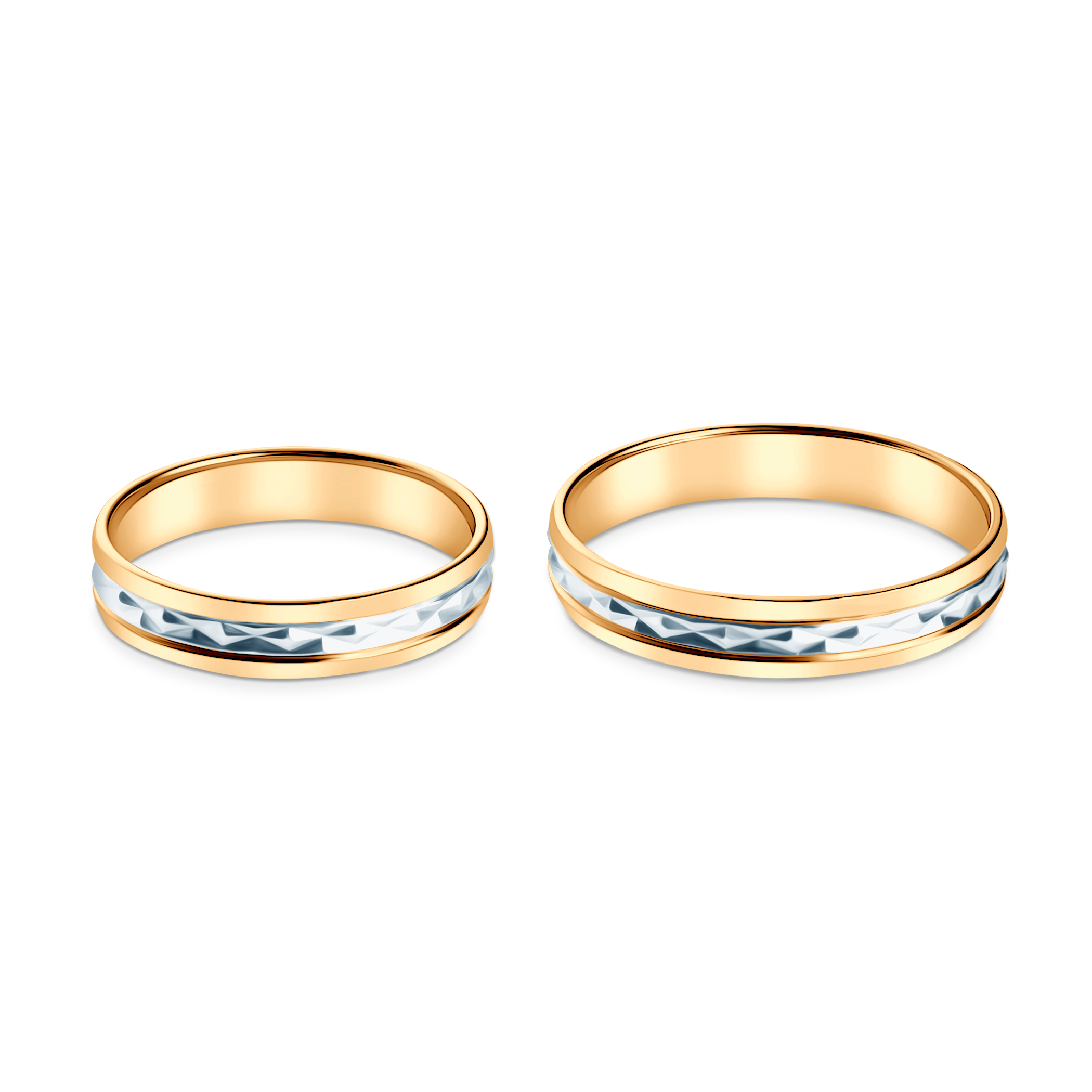 Obrączki ślubne: dwukolorowe złoto, półokrągłe, 4 mm