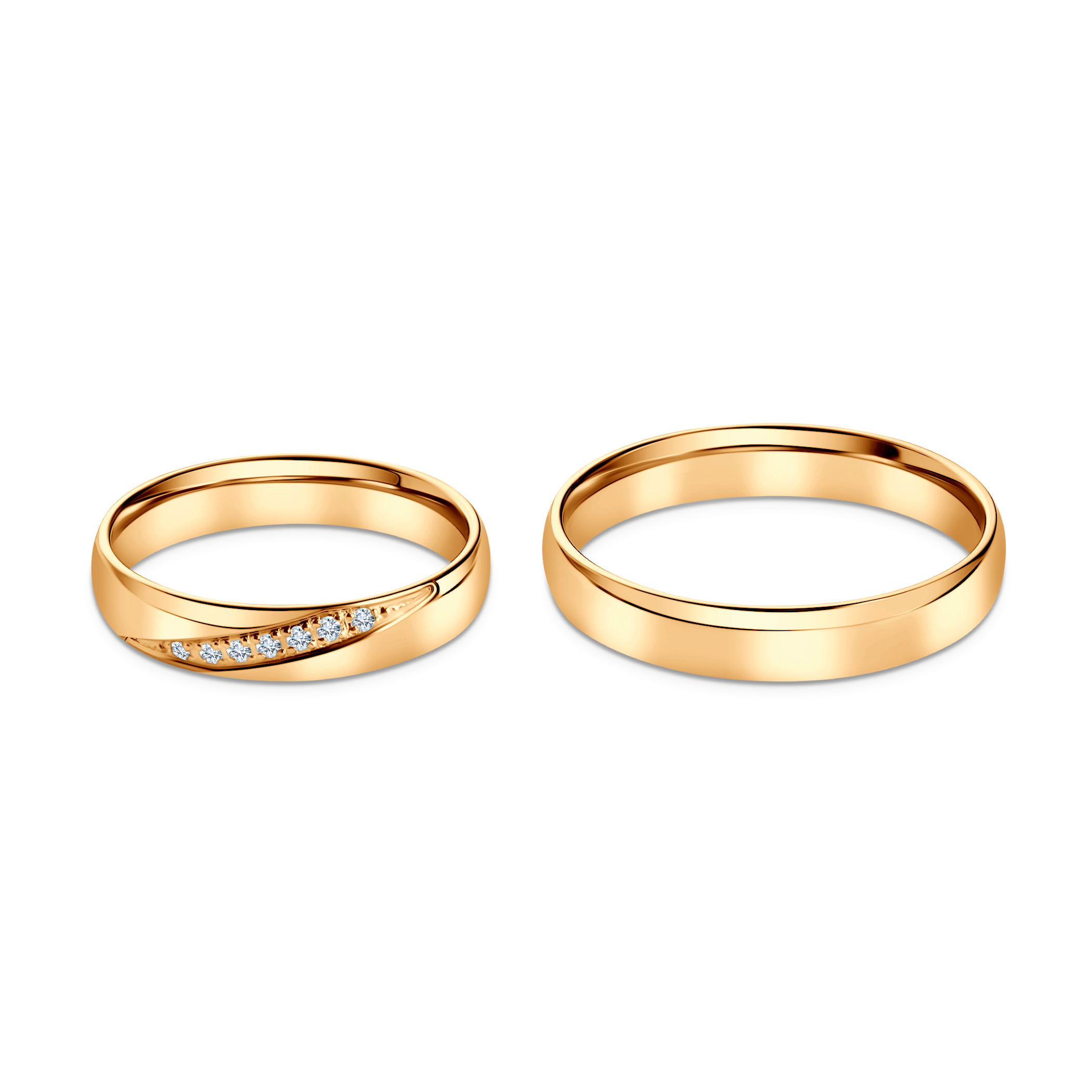 Trauringe: Gelbgold, halbrund, 4 mm