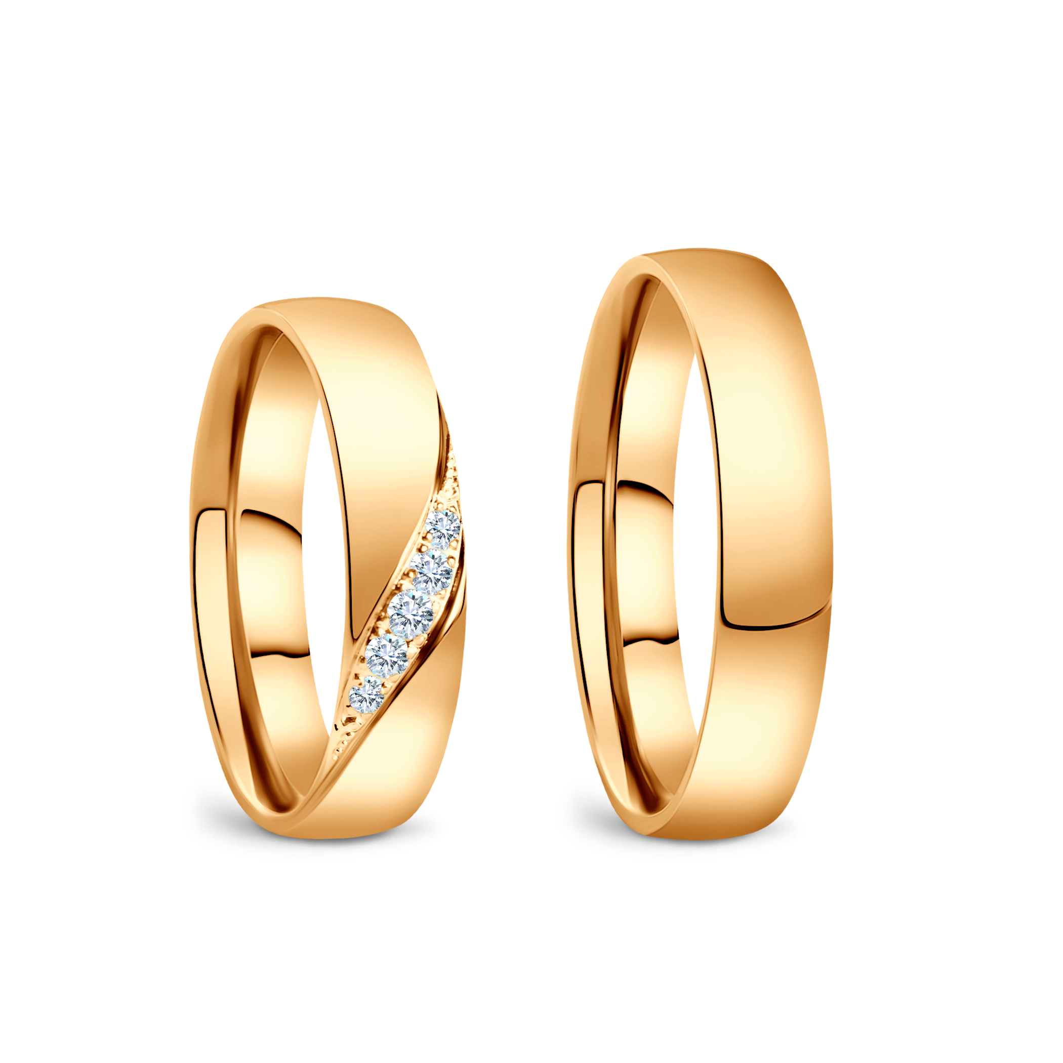 Obrączki ślubne: żółte złoto, półokrągłe, 4,5 mm