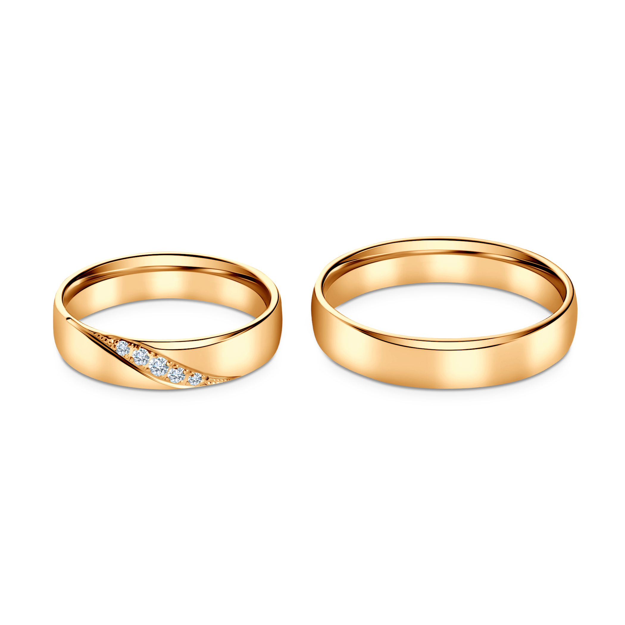 Obrączki ślubne: żółte złoto, półokrągłe, 4,5 mm