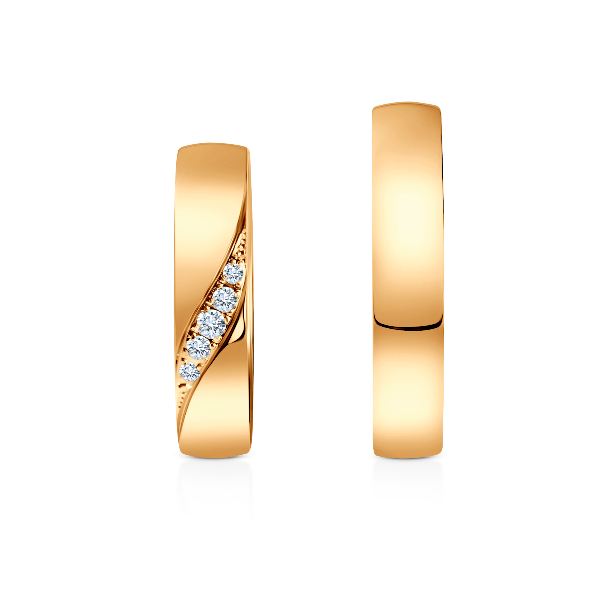 Obrączki ślubne: żółte złoto, półokrągłe, 4,5 mm