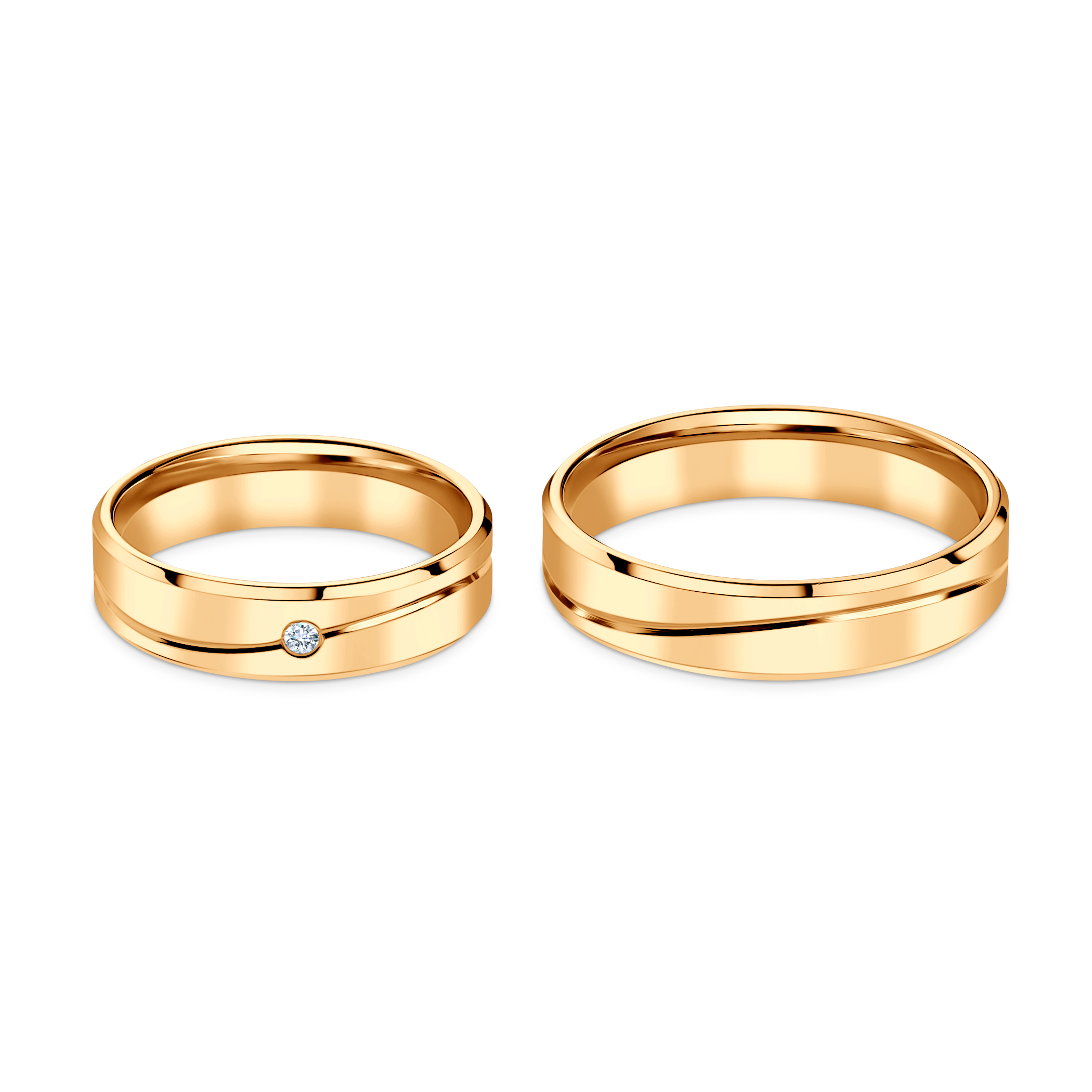 Obrączki ślubne: żółte złoto, fazowane, 5 mm