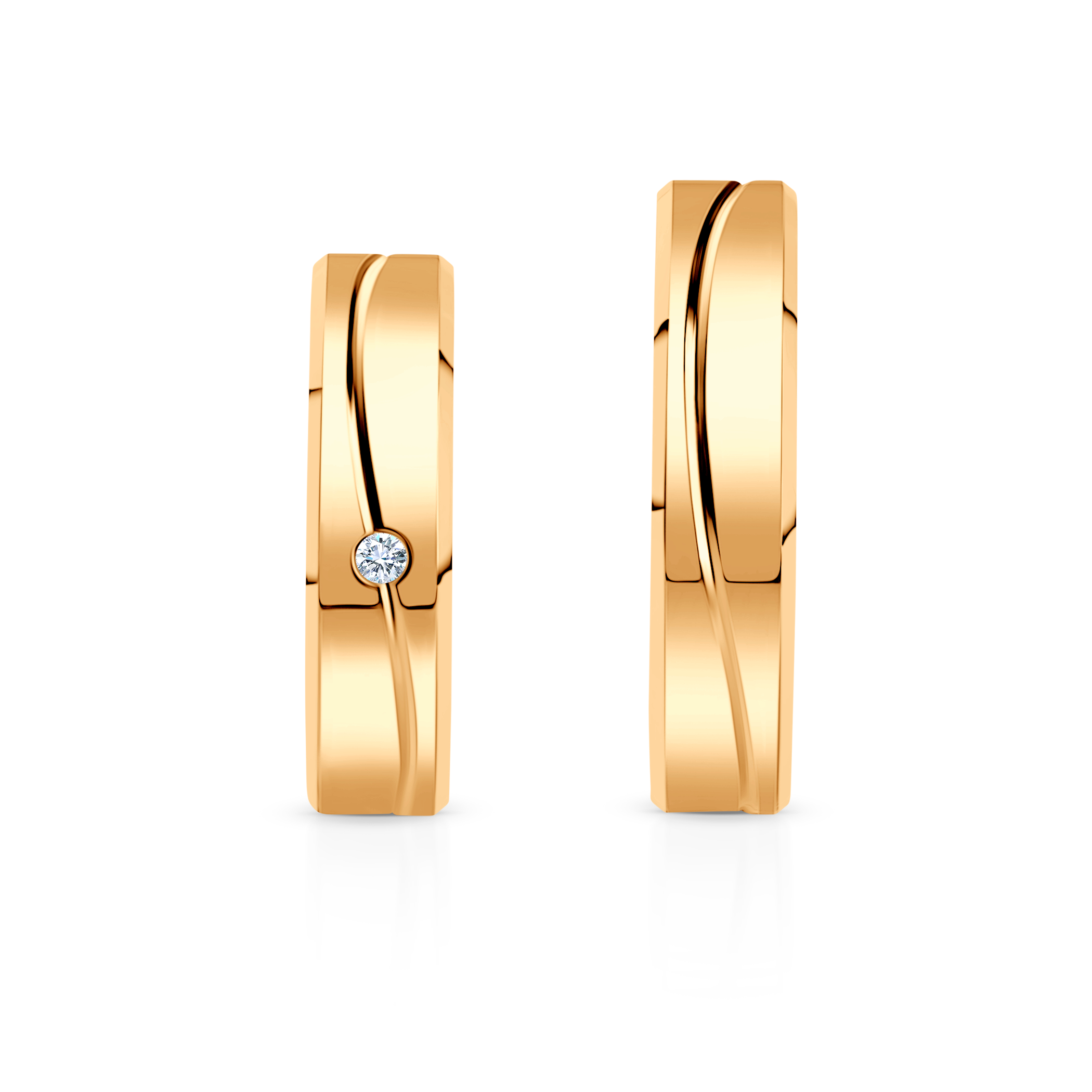 Obrączki ślubne: żółte złoto, fazowane, 5 mm