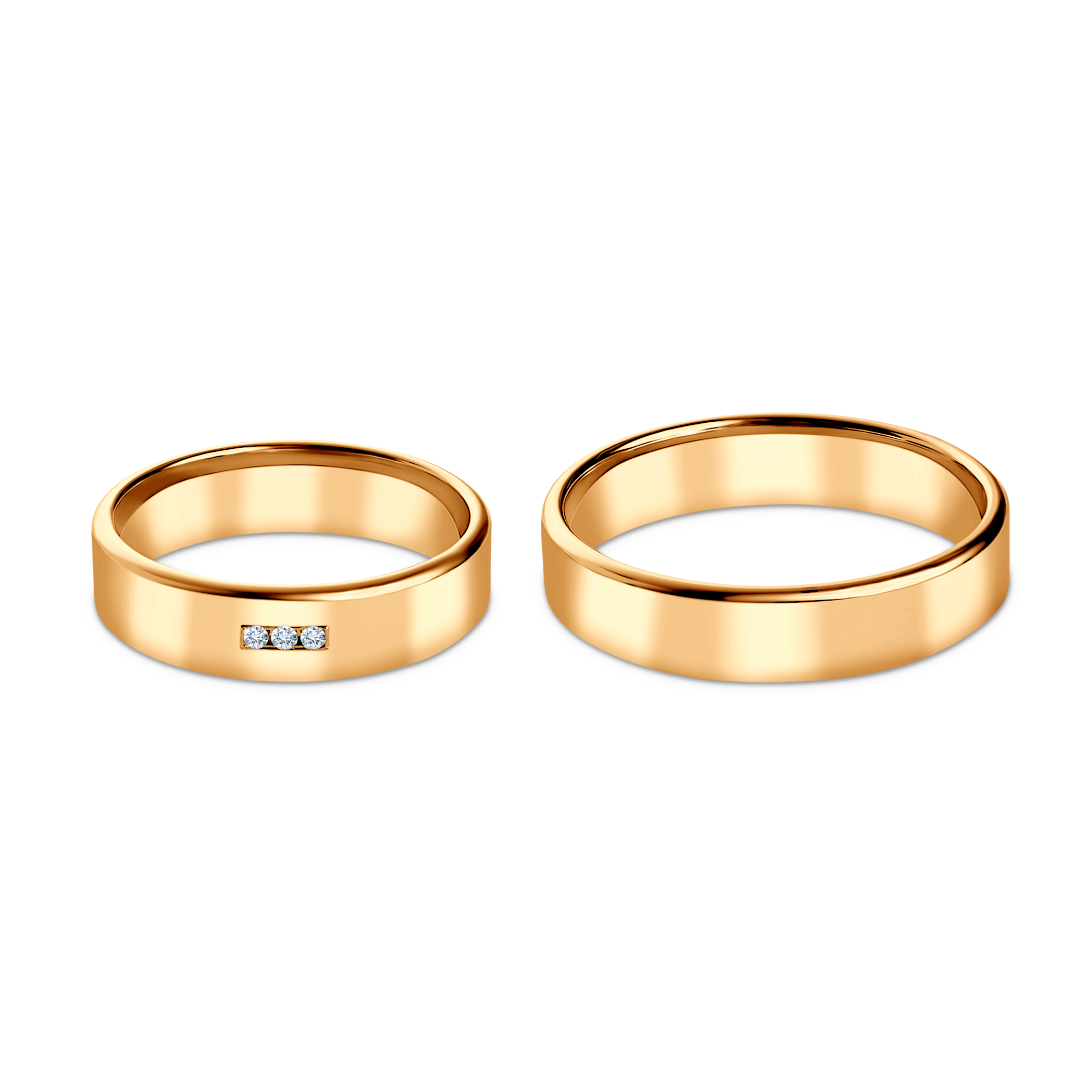 Trauringe: Gelbgold, flach, 5 mm