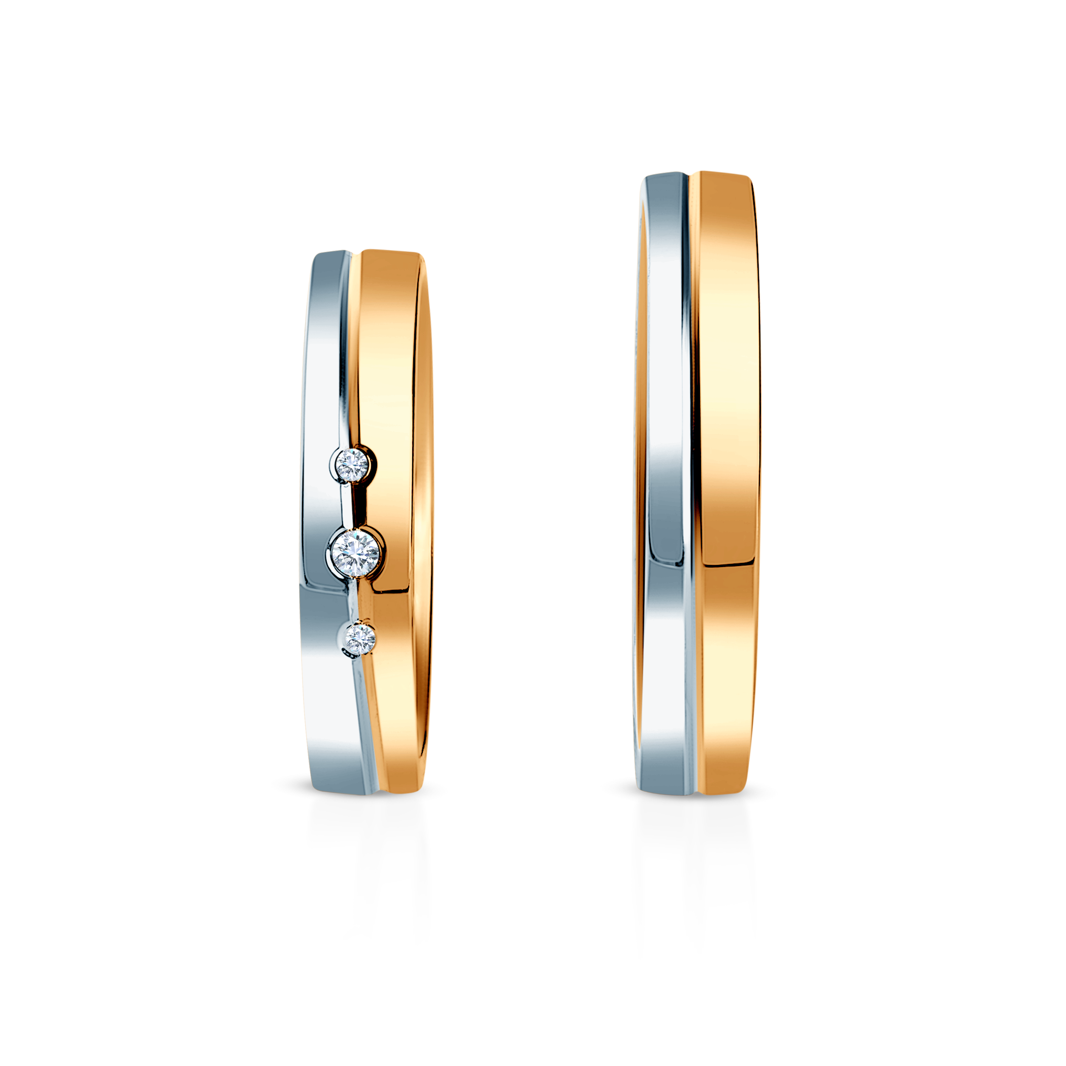 Obrączki ślubne: dwukolorowe złoto, półokrągłe, 4 mm