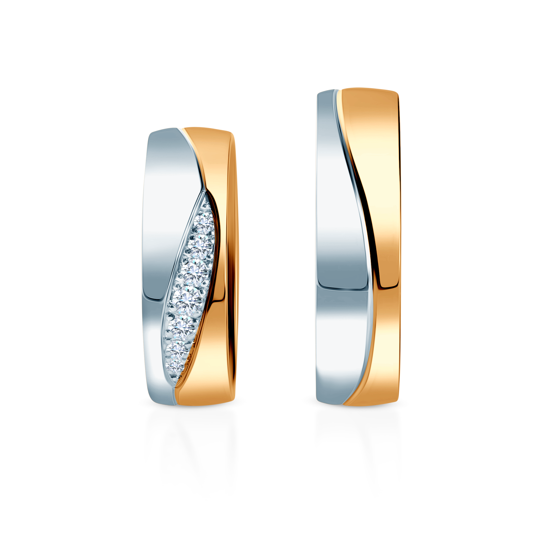 Obrączki ślubne: dwukolorowe złoto, półokrągłe, 6 mm