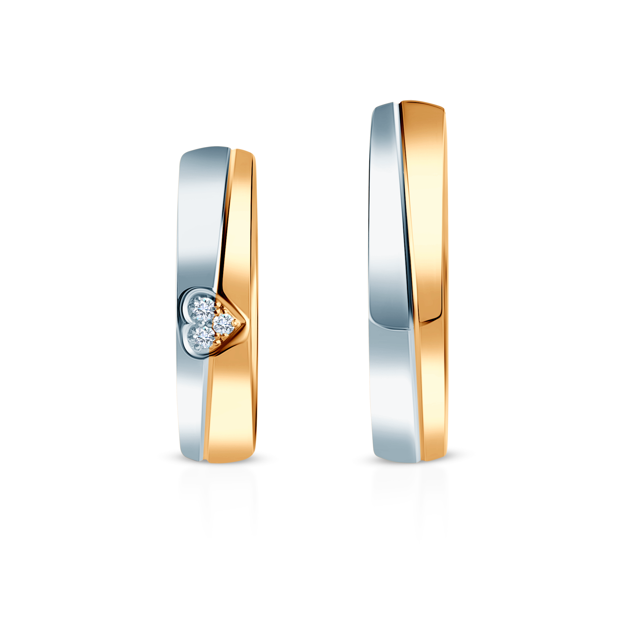 Obrączki ślubne: dwukolorowe złoto, półokrągłe, 4,5 mm