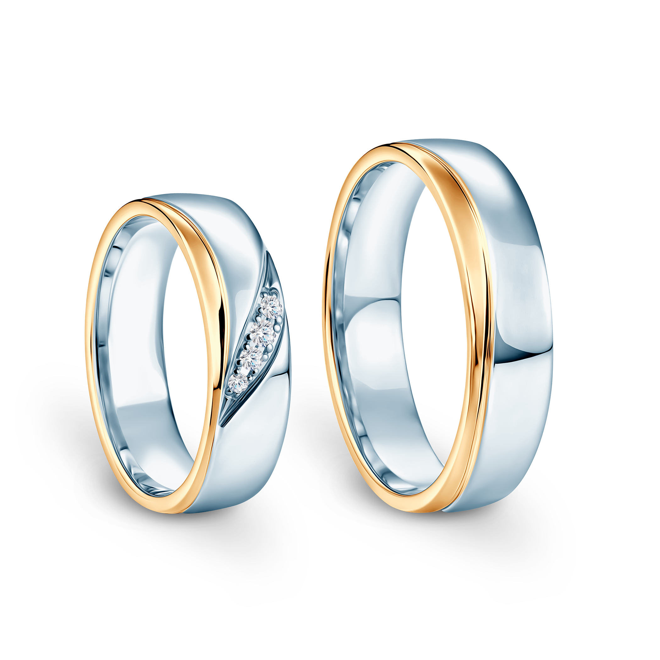 Obrączki ślubne: dwukolorowe złoto, półokrągłe, 5,5 mm - 3