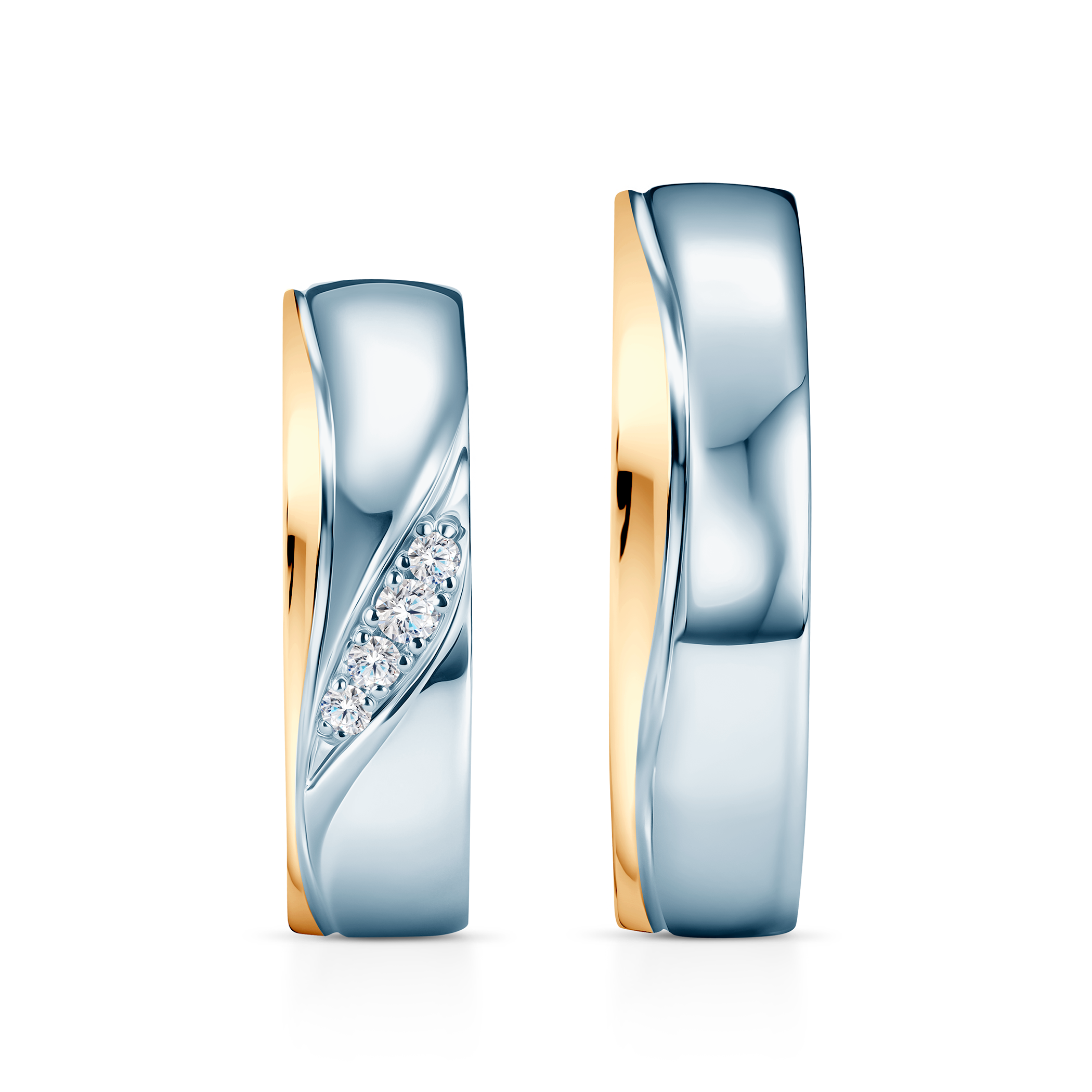 Obrączki ślubne: dwukolorowe złoto, półokrągłe, 5,5 mm - 5