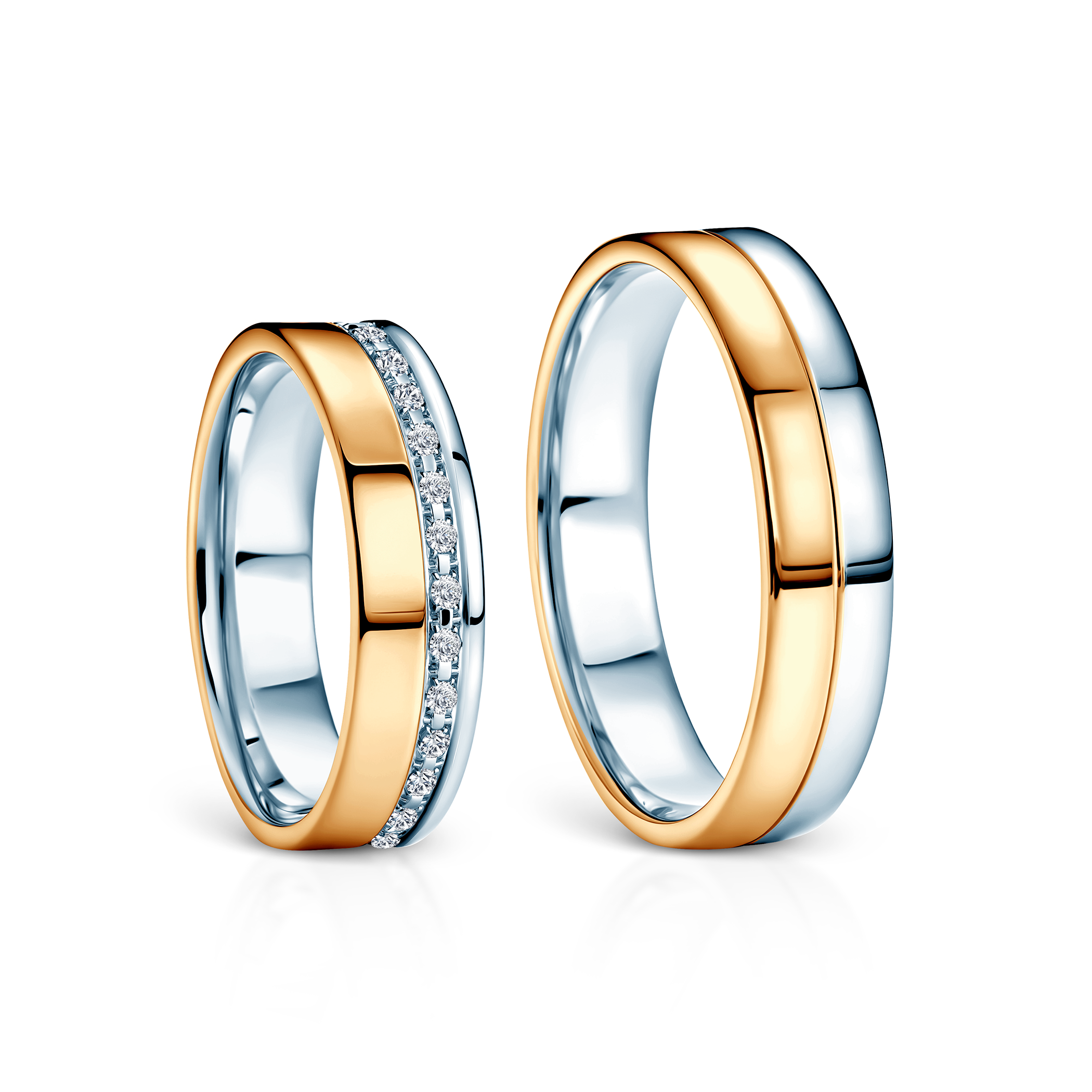 Obrączki ślubne: dwukolorowe złoto, płaskie, 5 mm - 3