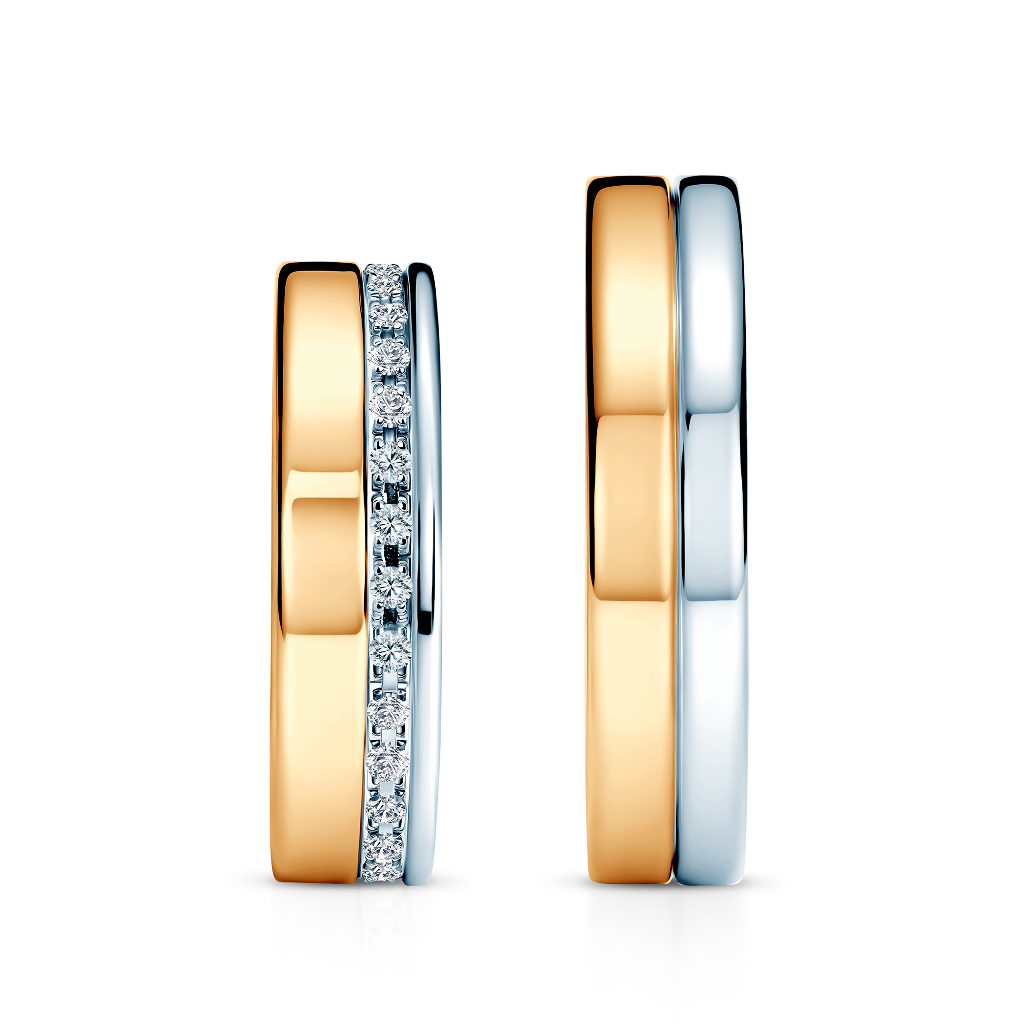 Obrączki ślubne: dwukolorowe złoto, płaskie, 5 mm - 5