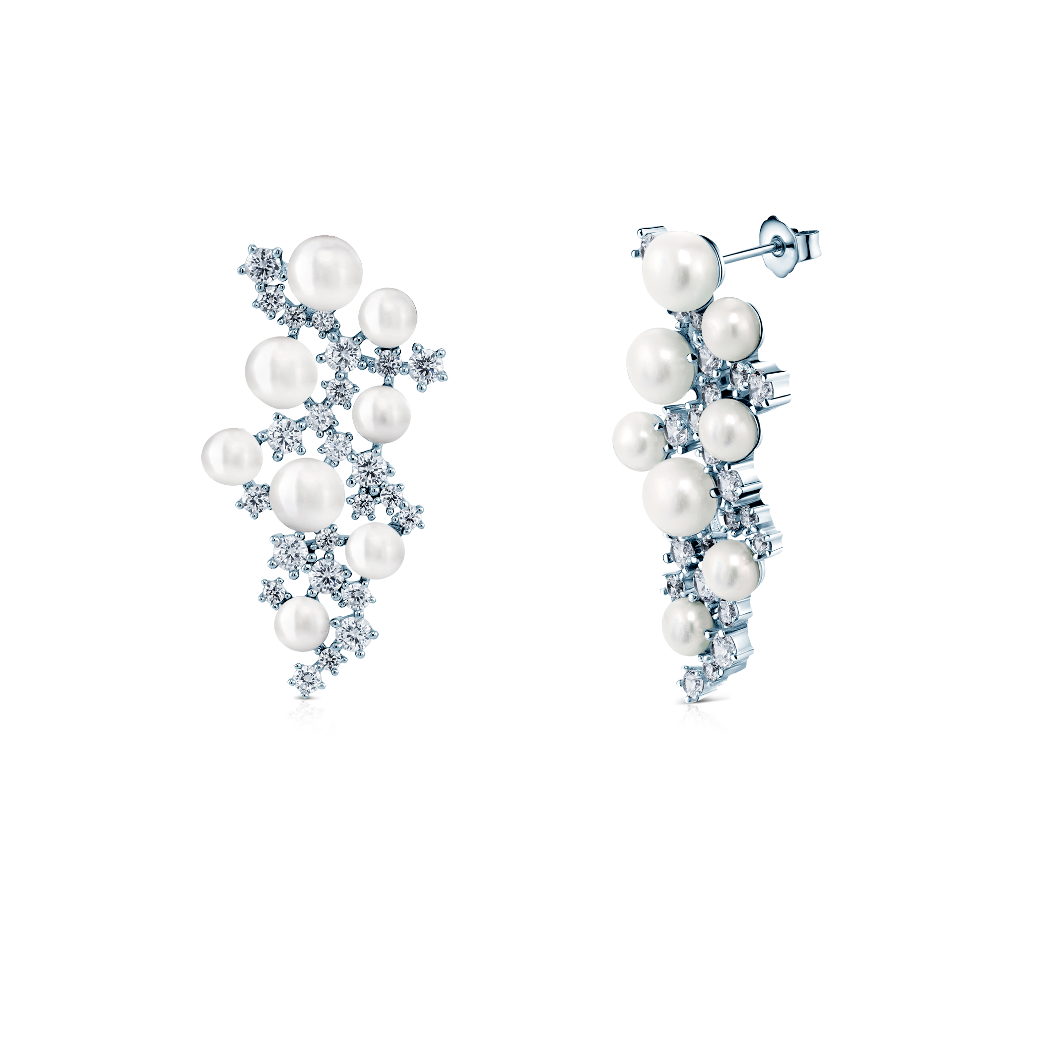 Ohrringe Eterniàle, silbern, Zirkonia, Perlen