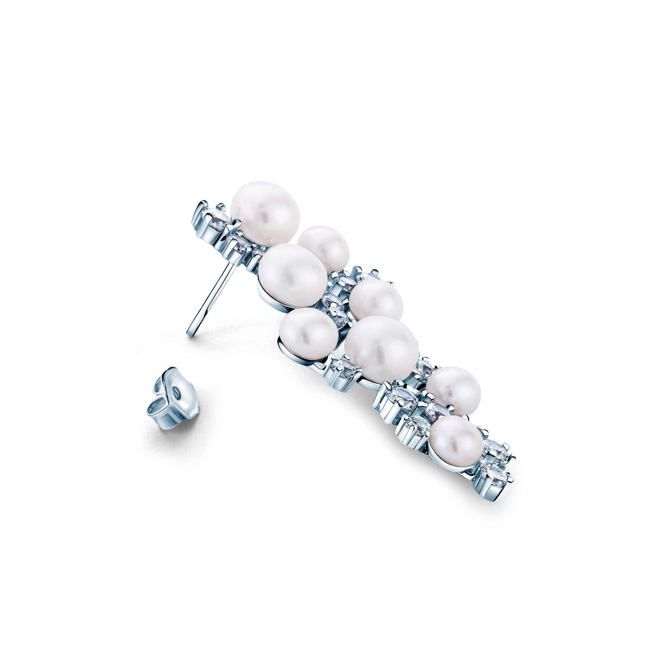 Ohrringe Eterniàle, silbern, Zirkonia, Perlen