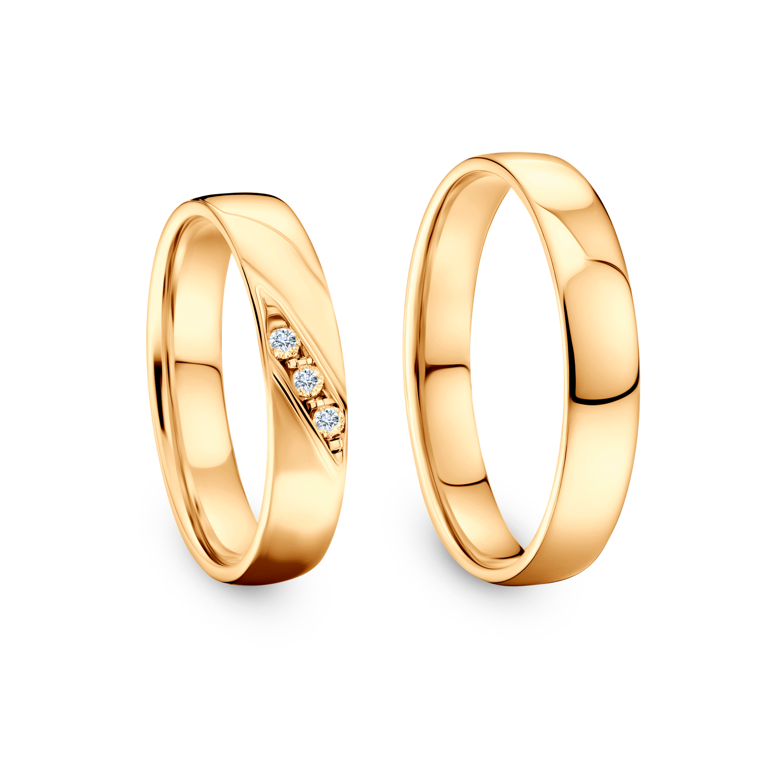 Trauringe: Gelbgold, halbrund, 4 mm