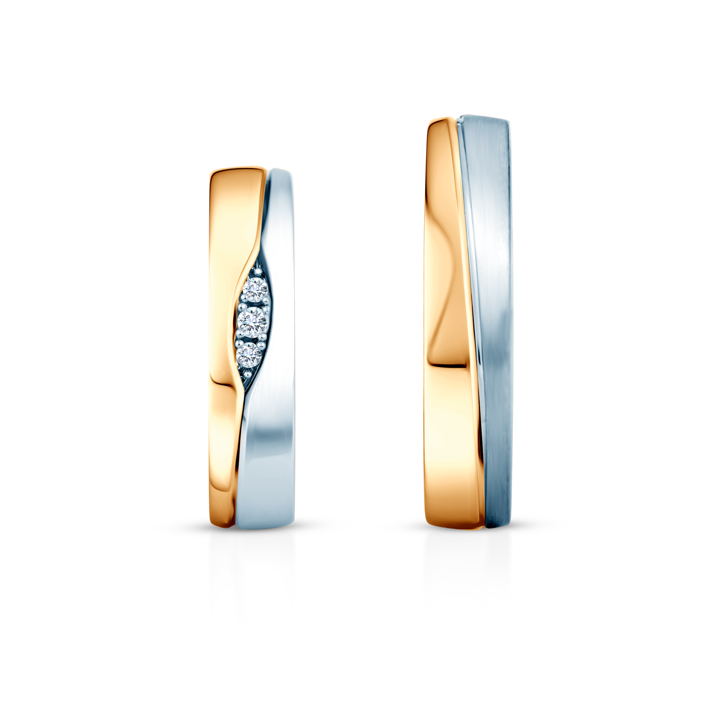 Obrączki ślubne: dwukolorowe złoto, półokrągłe, 4,5 mm