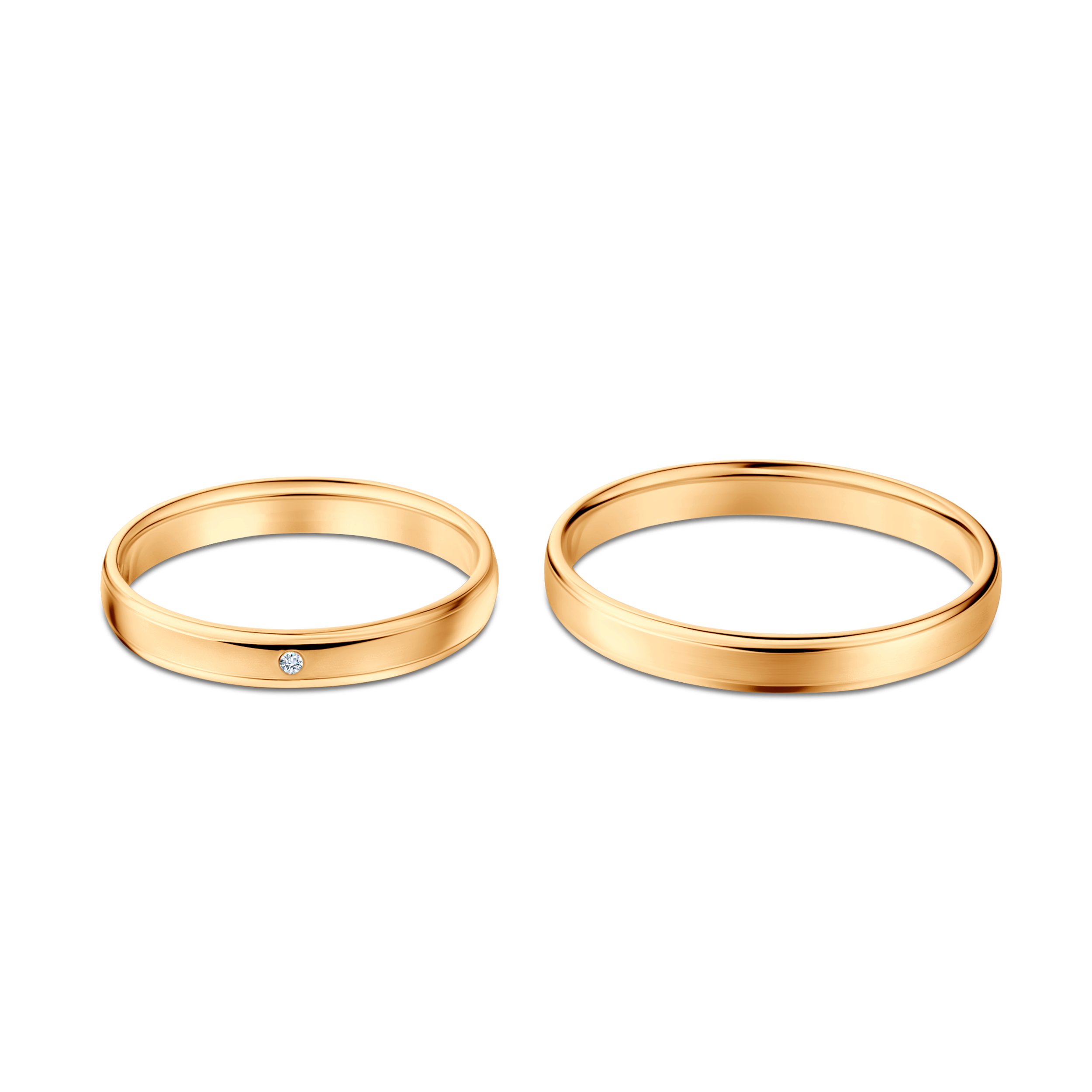 Trauringe: Gelbgold, halbrund, 3 mm