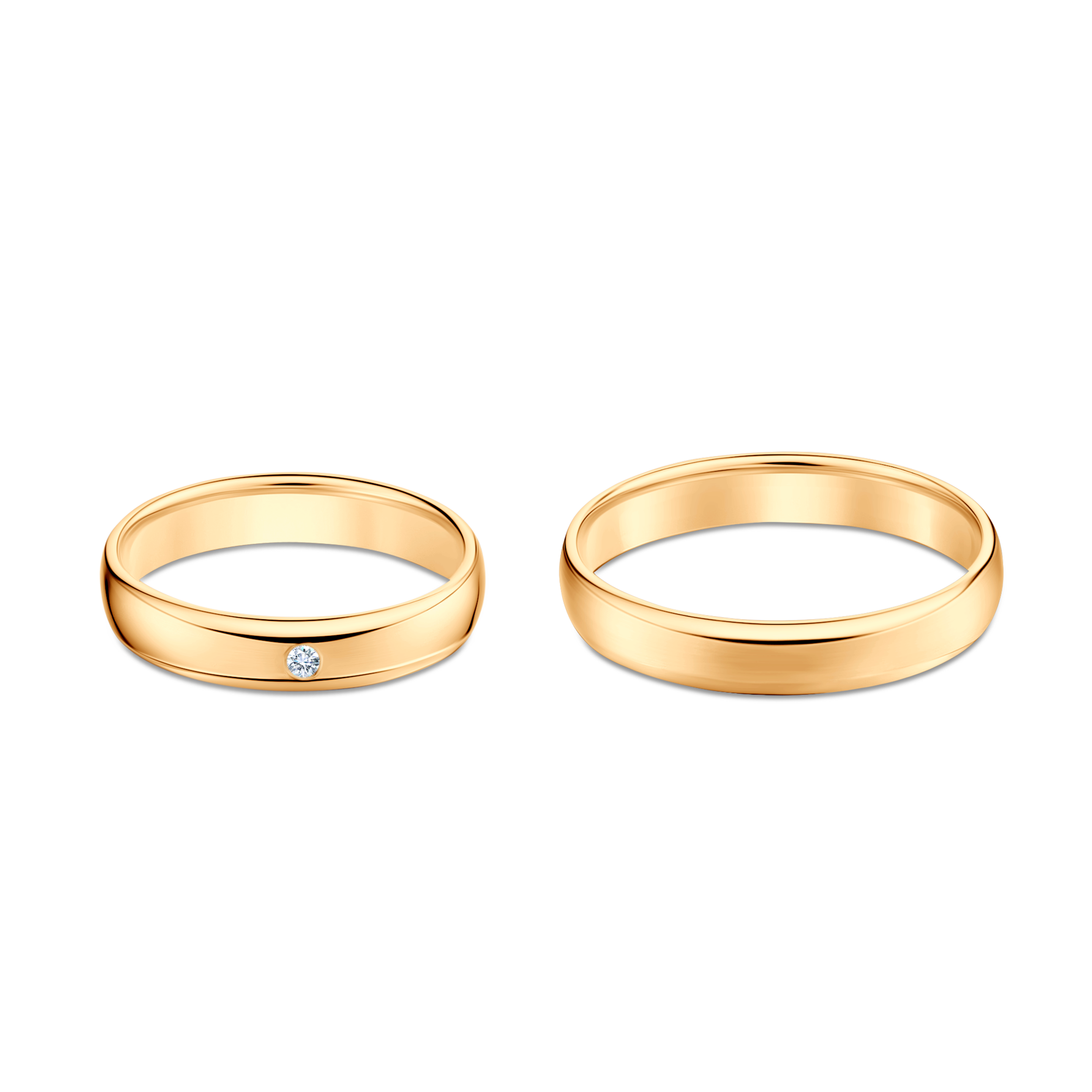 Trauringe: Gelbgold, halbrund, 4 mm